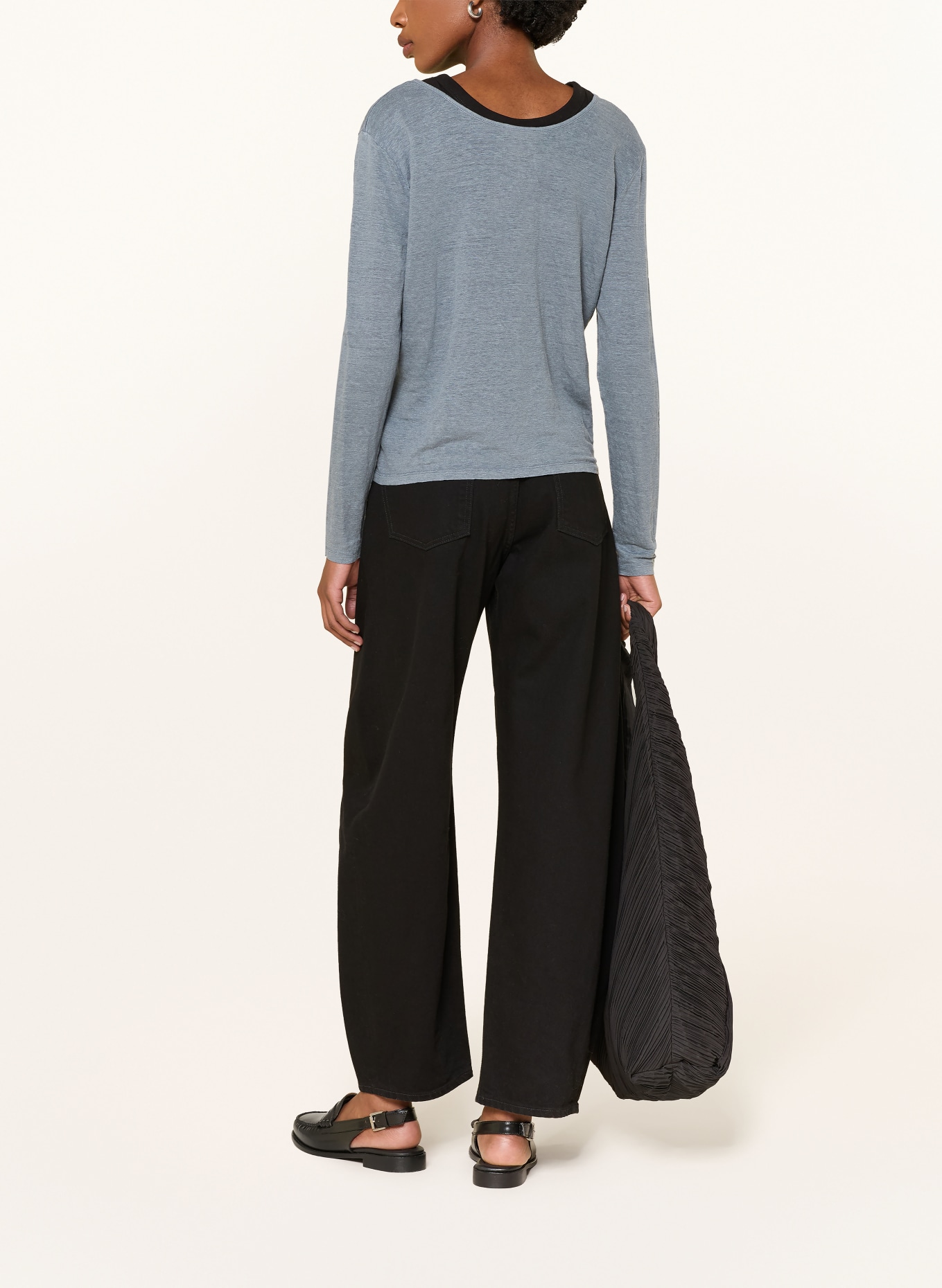 American Vintage Koszulka z długim rękawem DUALY z lnu: SZARY