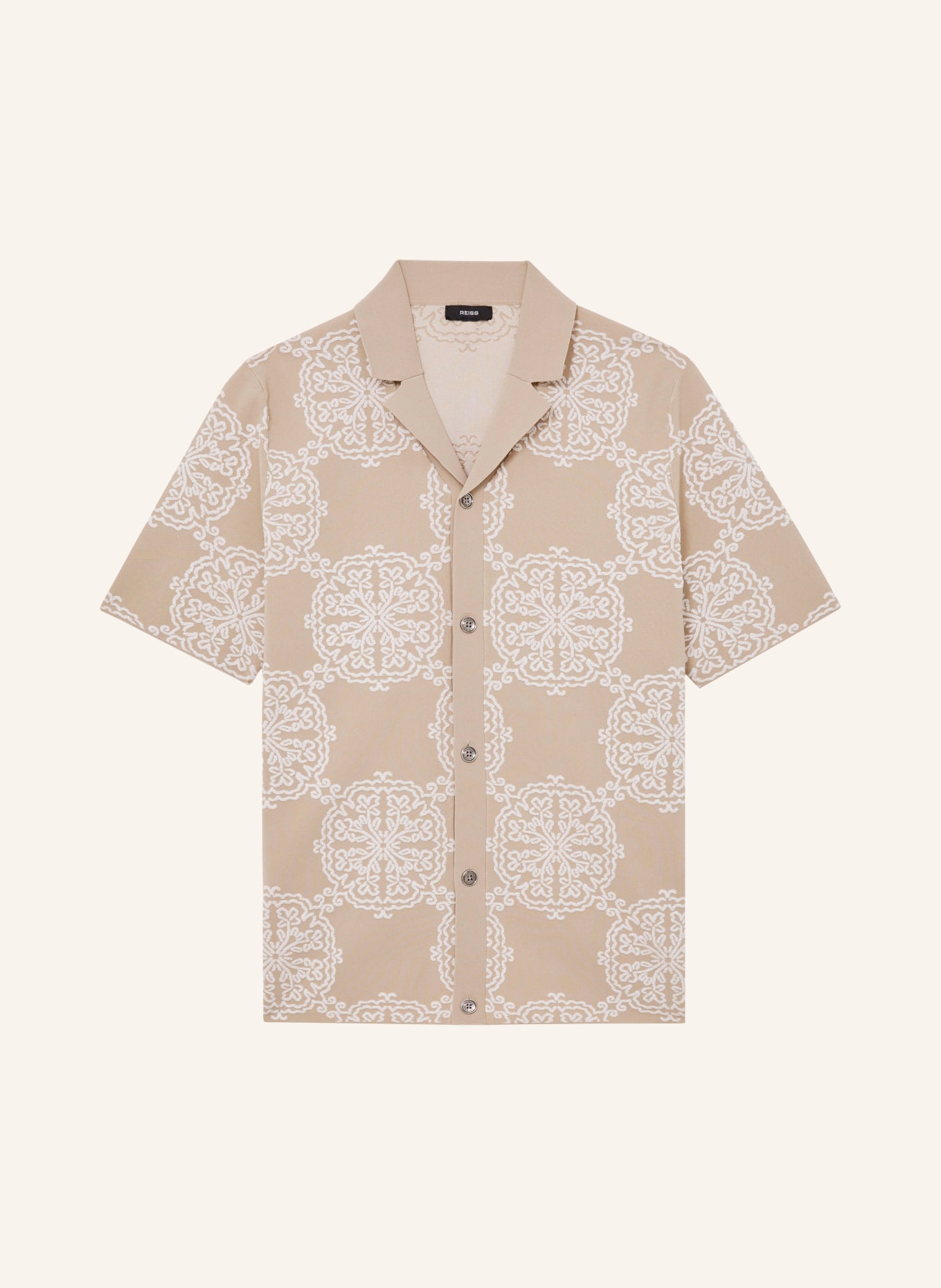 REISS Resorthemd GABRIEL Regular Fit: BEIGE / WEISS