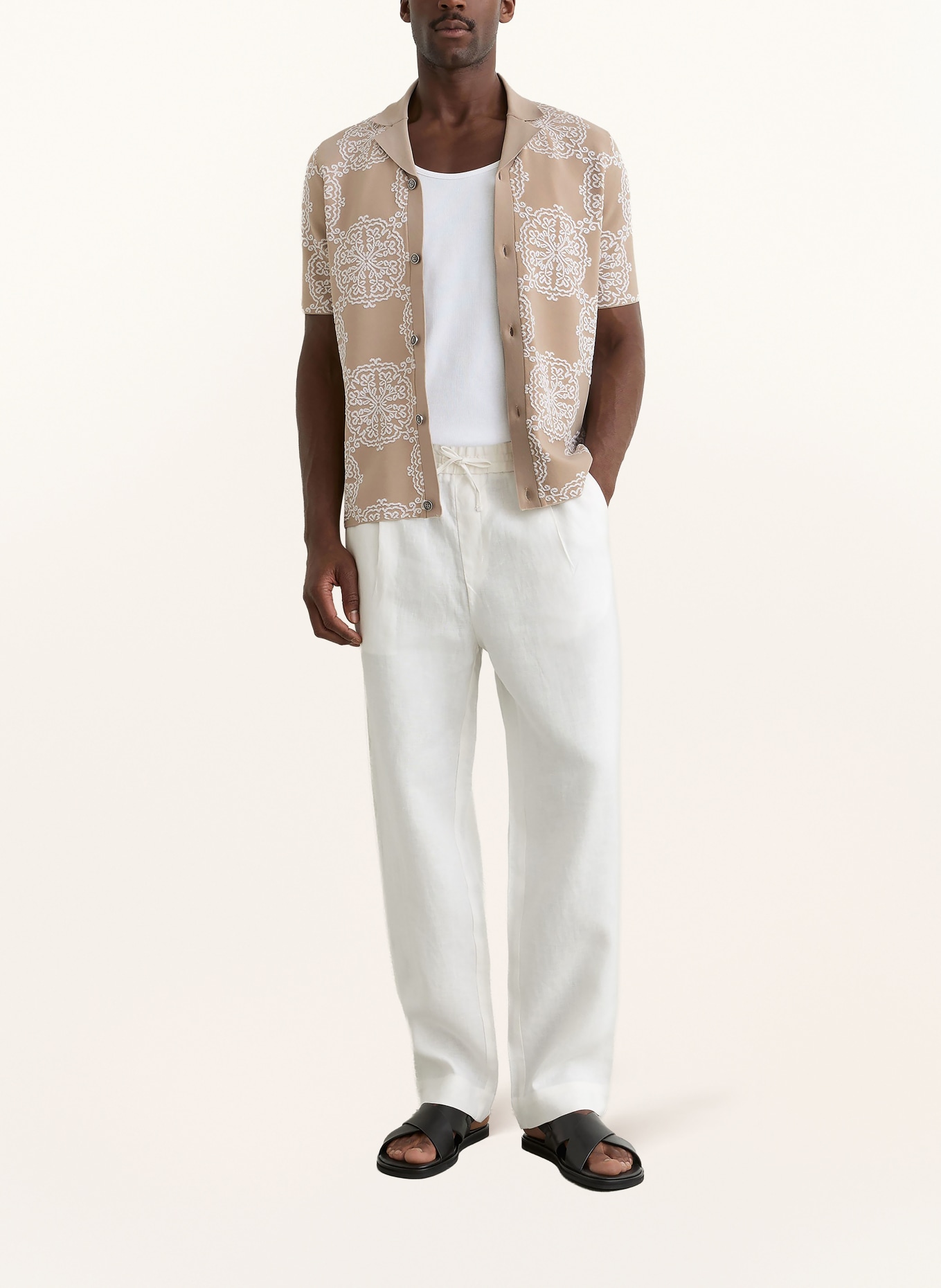 REISS Resorthemd GABRIEL Regular Fit: BEIGE / WEISS