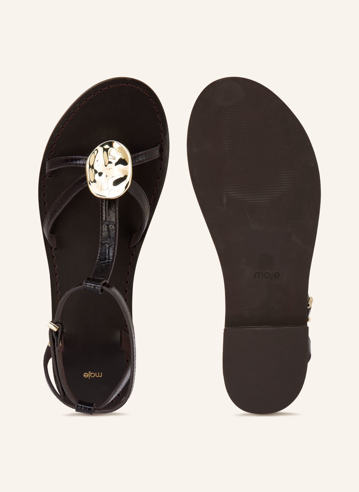 maje Sandały: CIEMNOBRĄZOWY / ZŁOTY