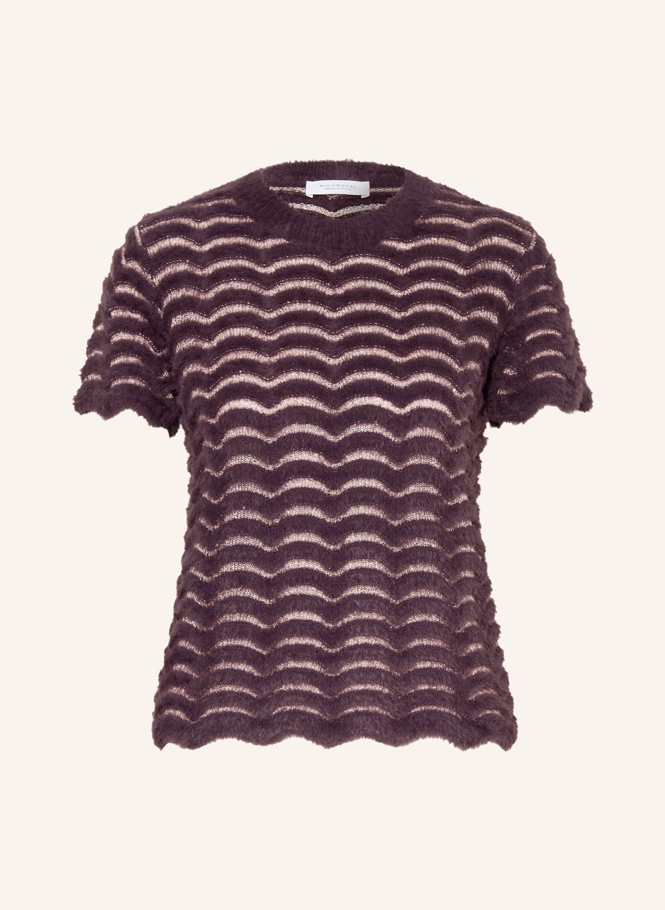 Rich & Royal Strickshirt mit Pailletten: DUNKELLILA / ROSÉGOLD
