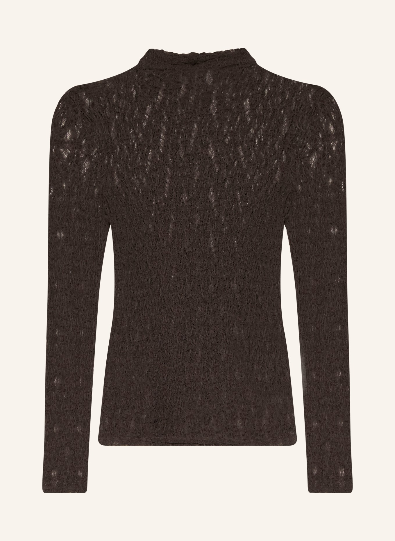 Rich & Royal T-shirt met lange mouwen van kant: MARRON FONCÉ