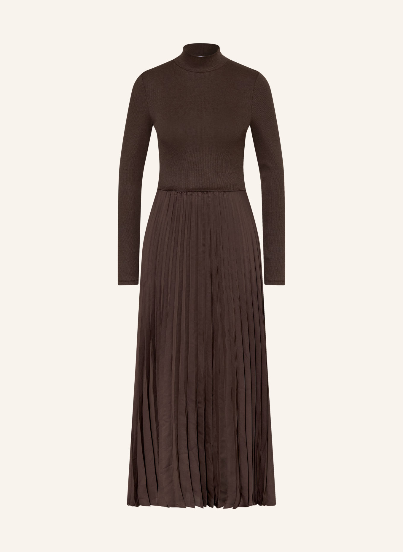 Rich & Royal Šaty z kombinace materiálů s plisováním: TMAVĚ HNĚDÁ
