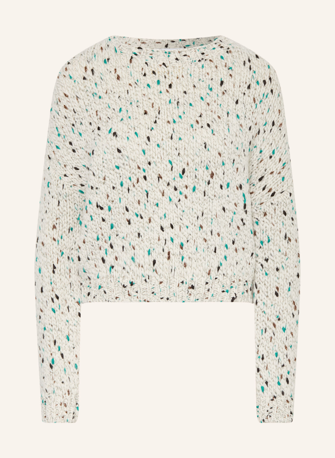 Rich & Royal Pullover mit Glitzergarn: ECRU / DUNKELBRAUN / PETROL