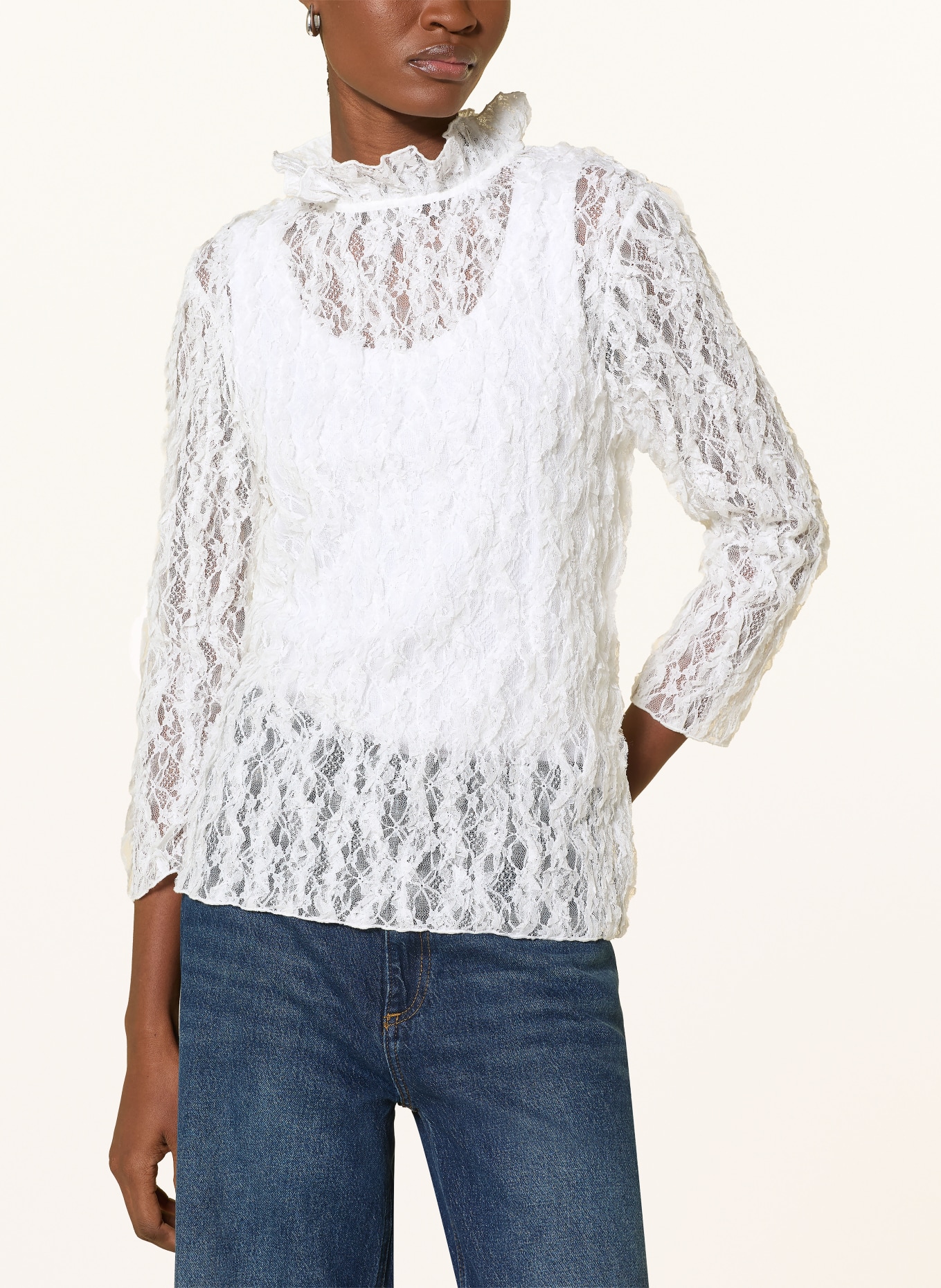 Rich & Royal Chemisier en dentelle: BLANC