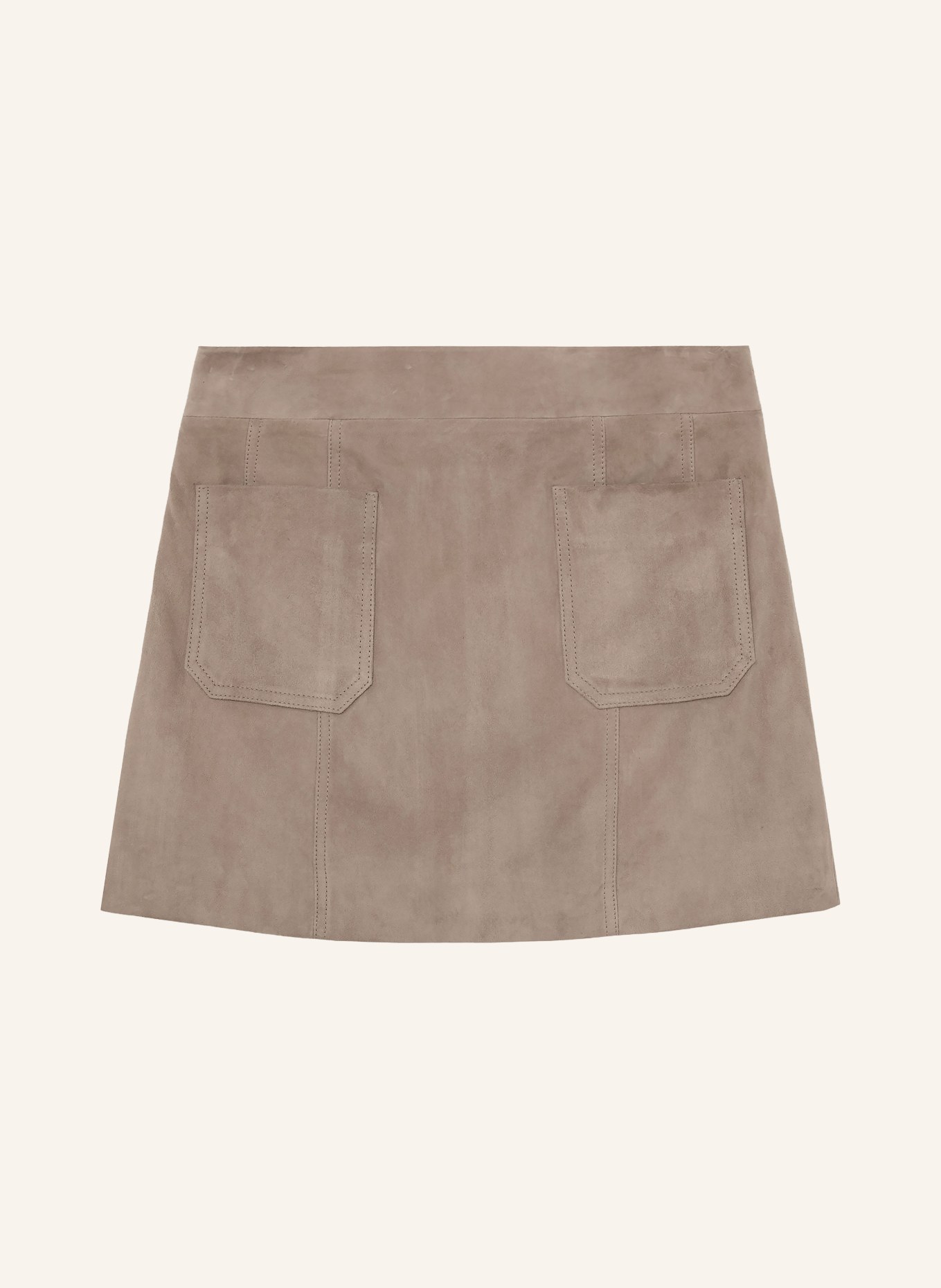 REISS VIDA Leather Skirt: BEIGE