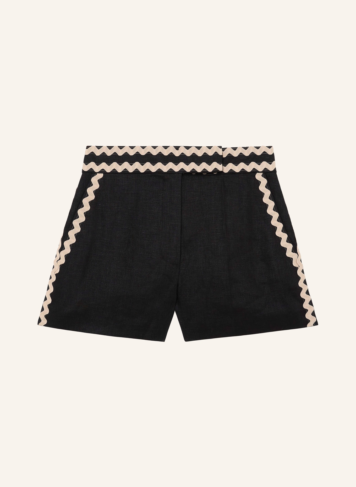 REISS Leinenshorts MILA: SCHWARZ / BEIGE