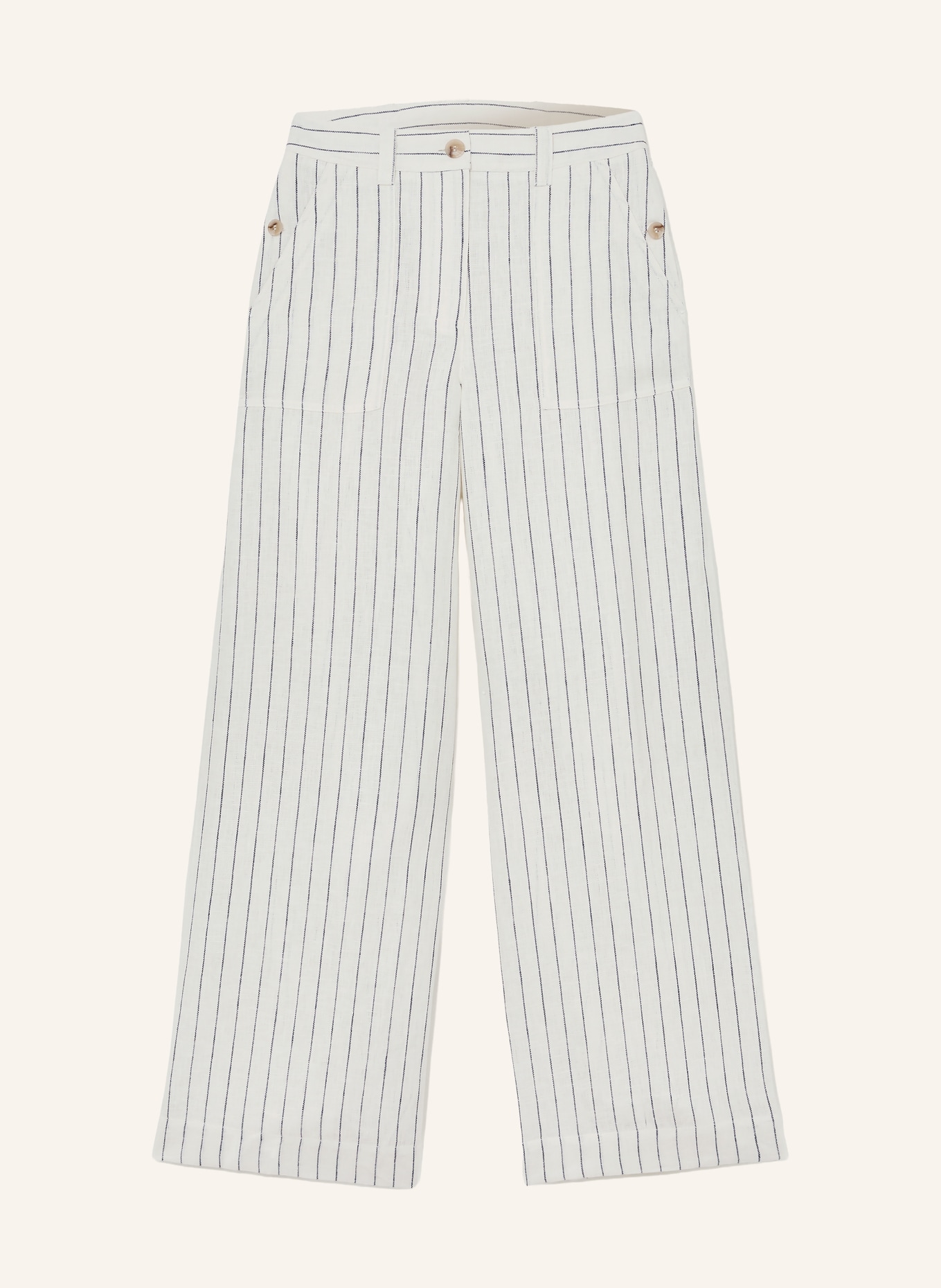 REISS Marlenehose ASHBY aus Leinen: WEISS / DUNKELBLAU