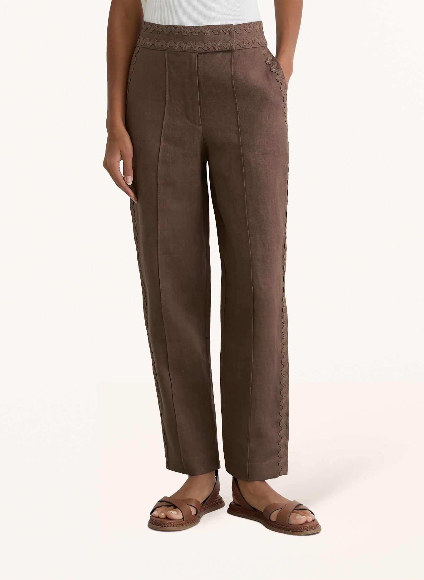 REISS 7/8-Chino MILA aus Leinen: BRAUN