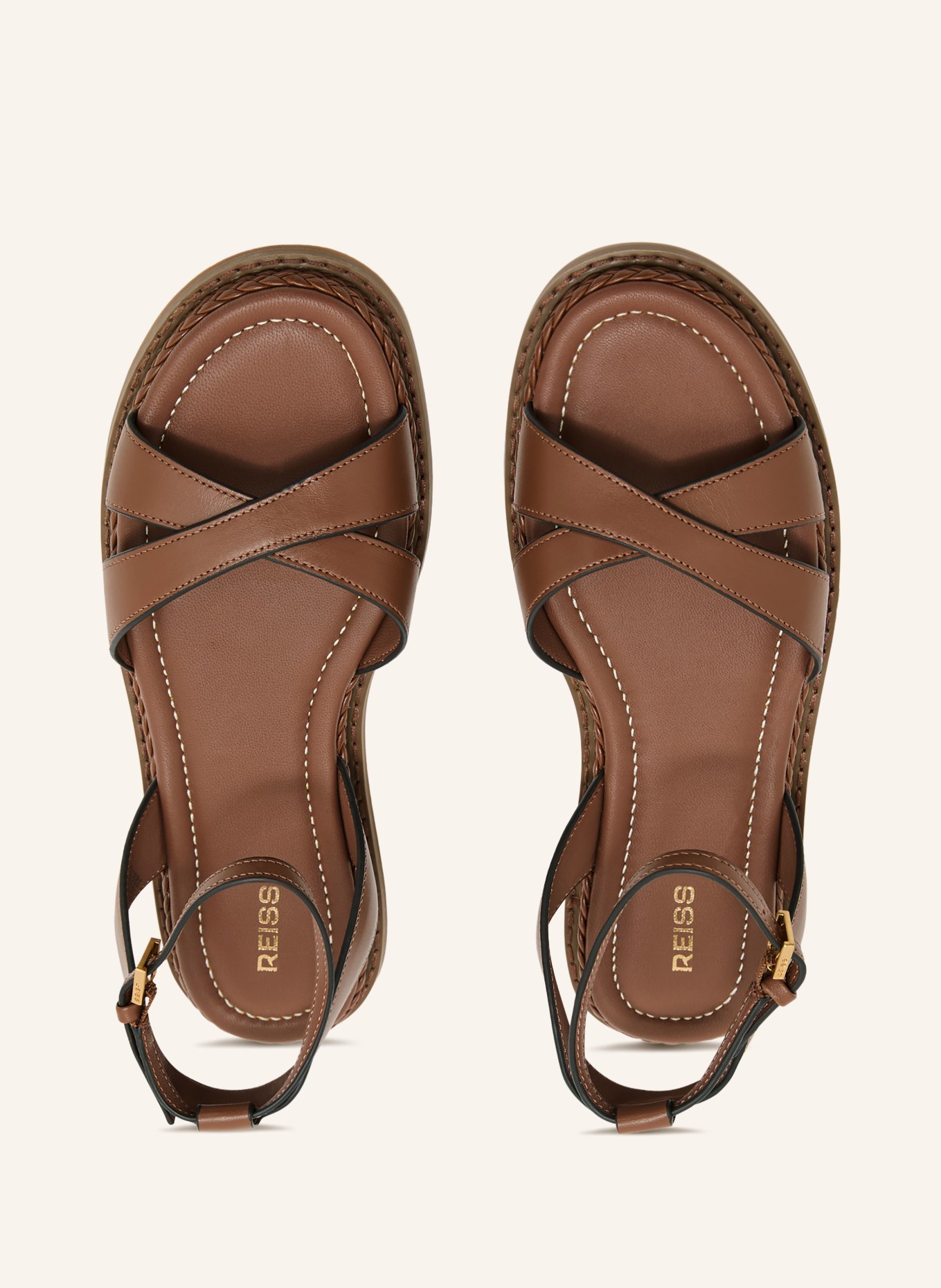 REISS Sandalen EMMA: BRAUN / GOLD