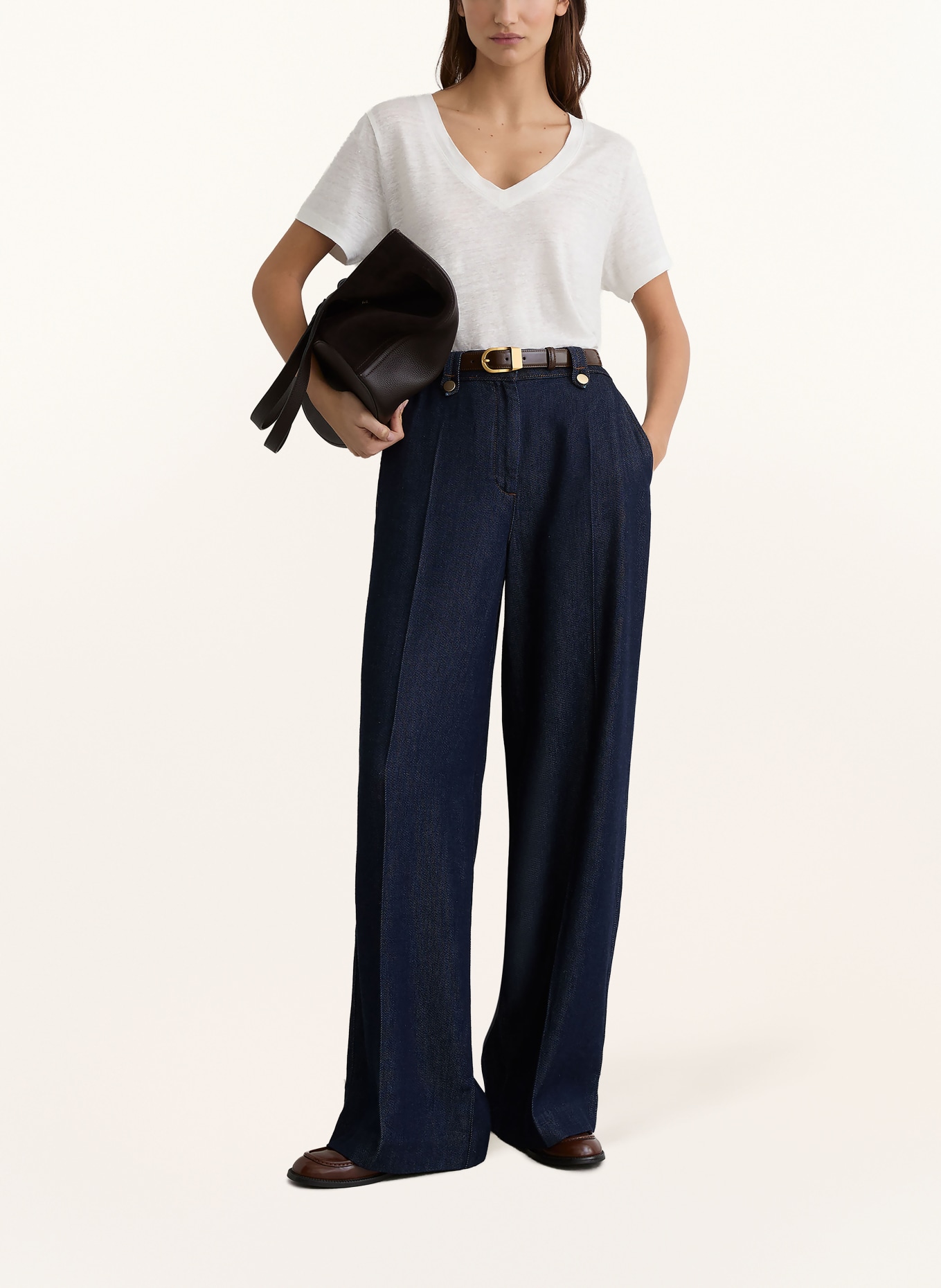 REISS T-Shirt LOLA aus Leinen: WEISS