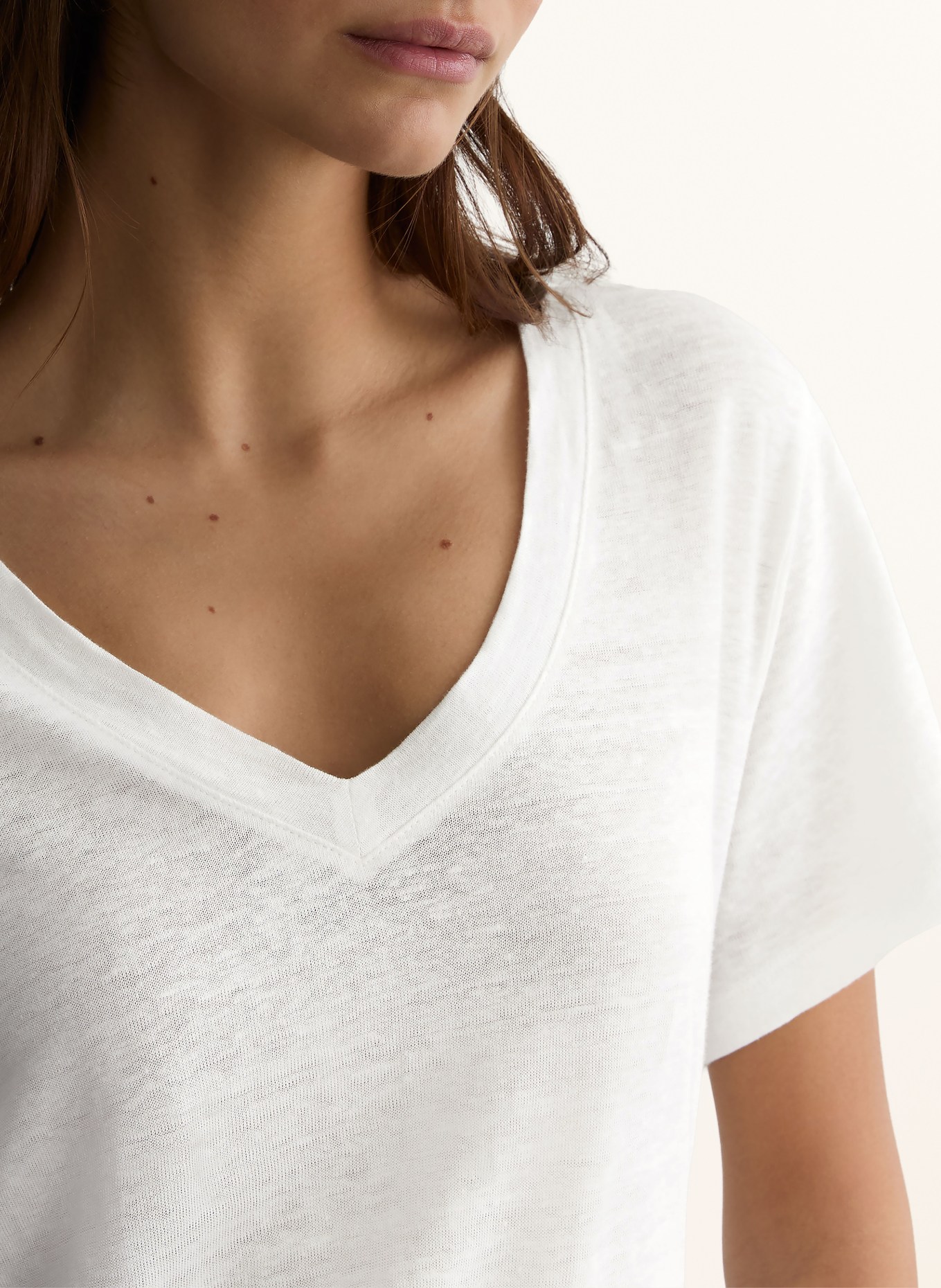 REISS T-Shirt LOLA aus Leinen: WEISS