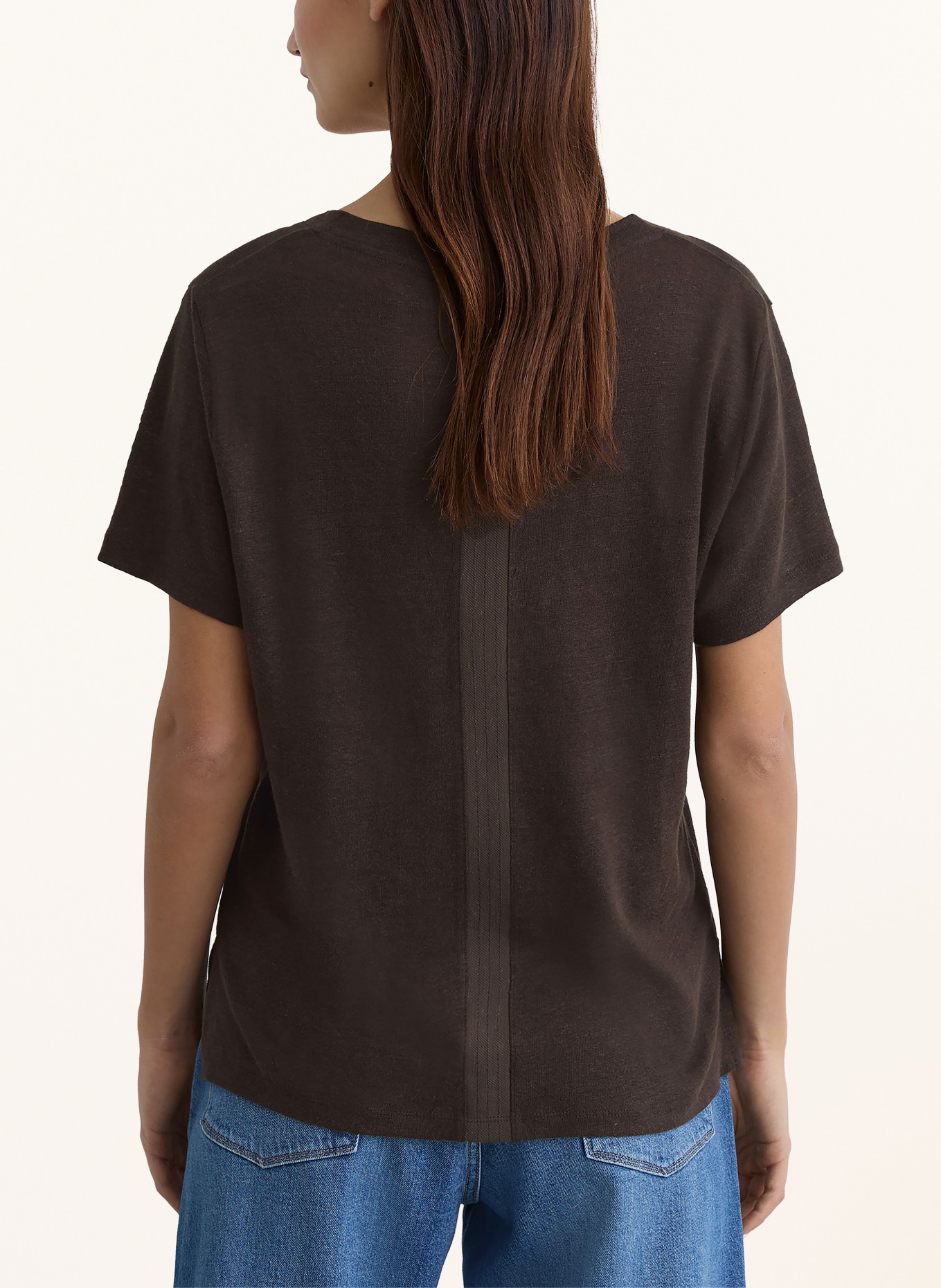 REISS T-Shirt LOLA aus Leinen: DUNKELBRAUN