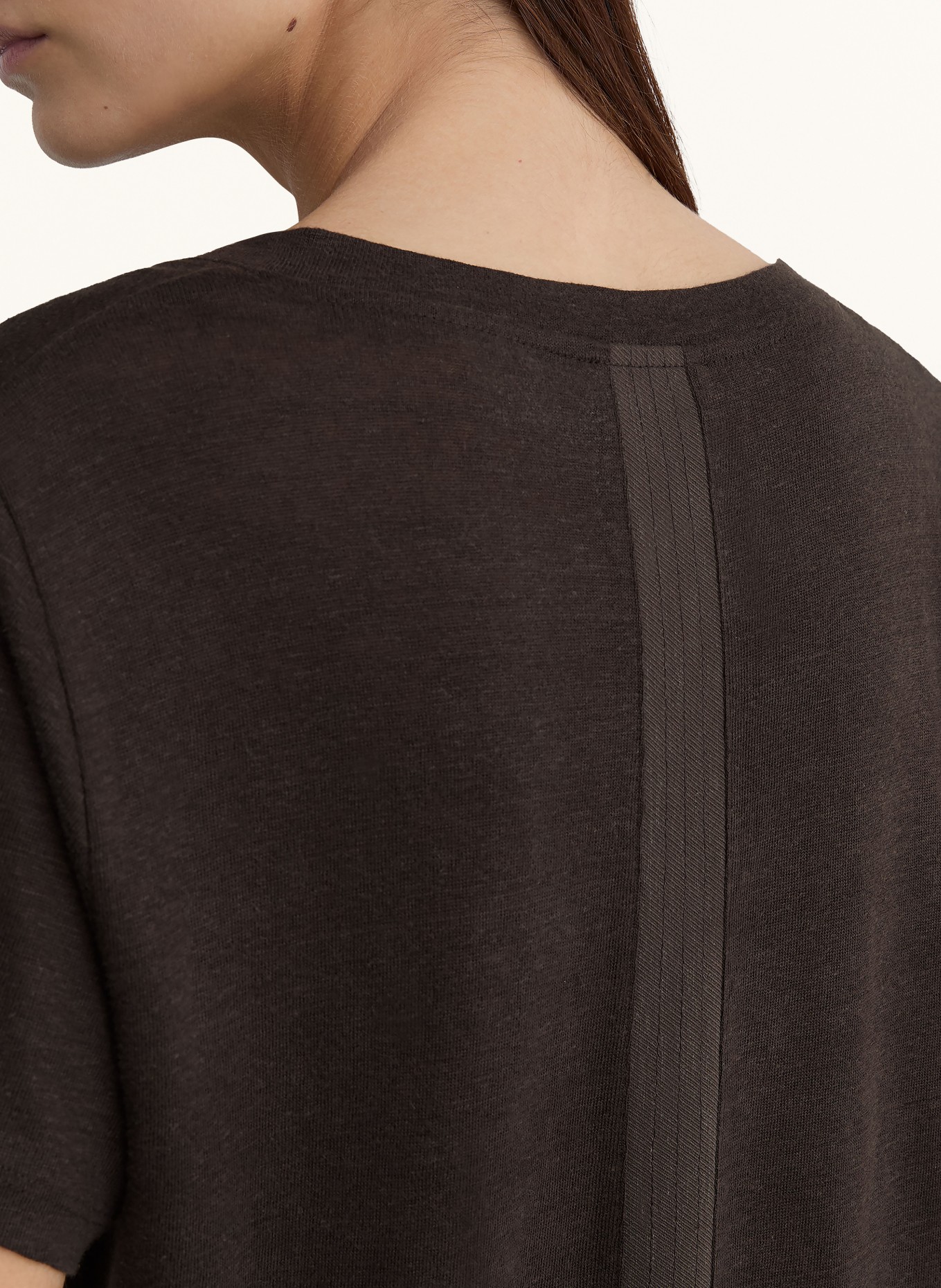 REISS T-Shirt LOLA aus Leinen: DUNKELBRAUN