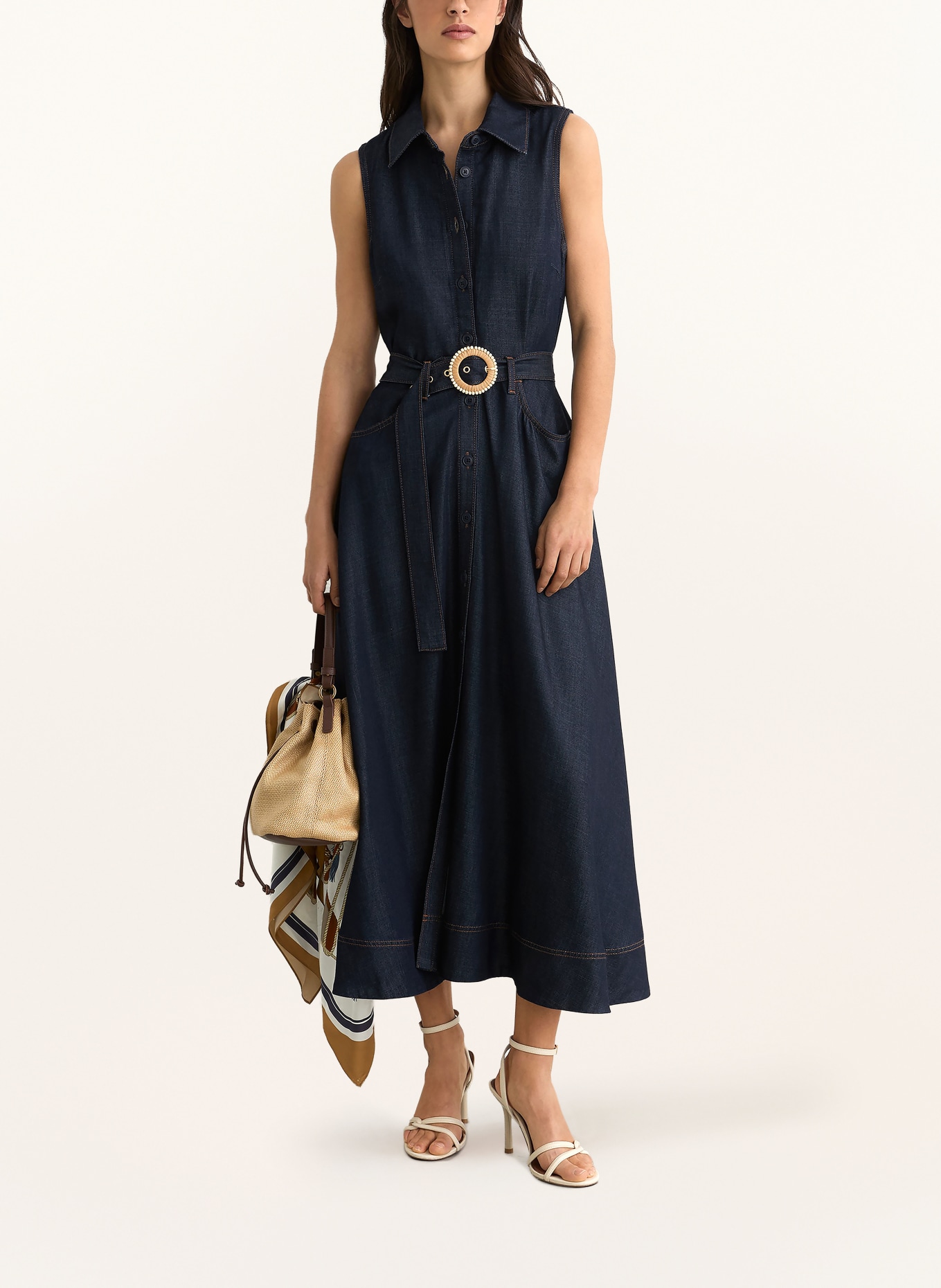 REISS Šaty REMI ve stylu džínov: TMAVĚ MODRÁ