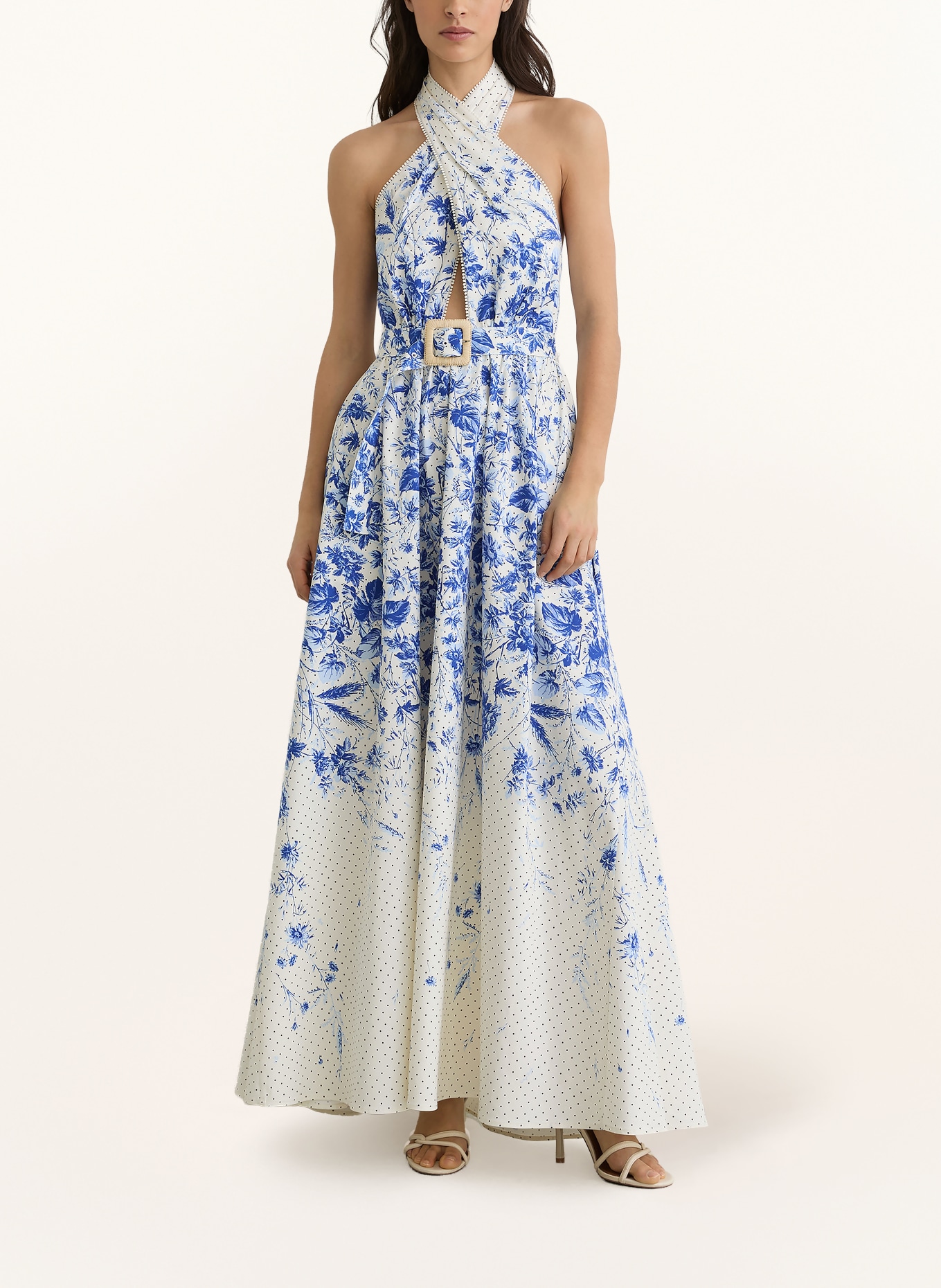 REISS Šaty AMAYA: MODRÁ / BÍLÁ / ČERNÁ