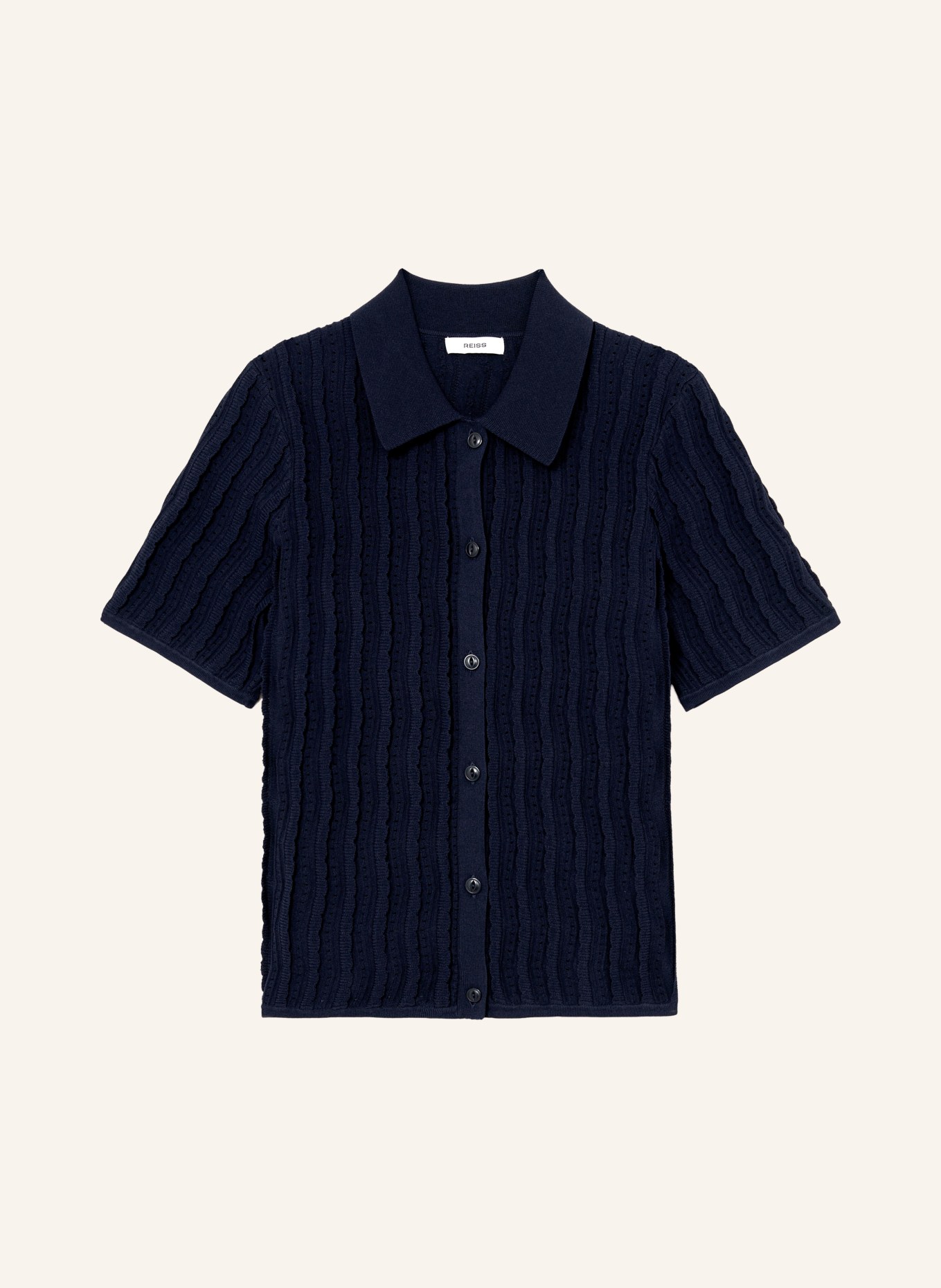 REISS Strick-Poloshirt AUDREY: DUNKELBLAU