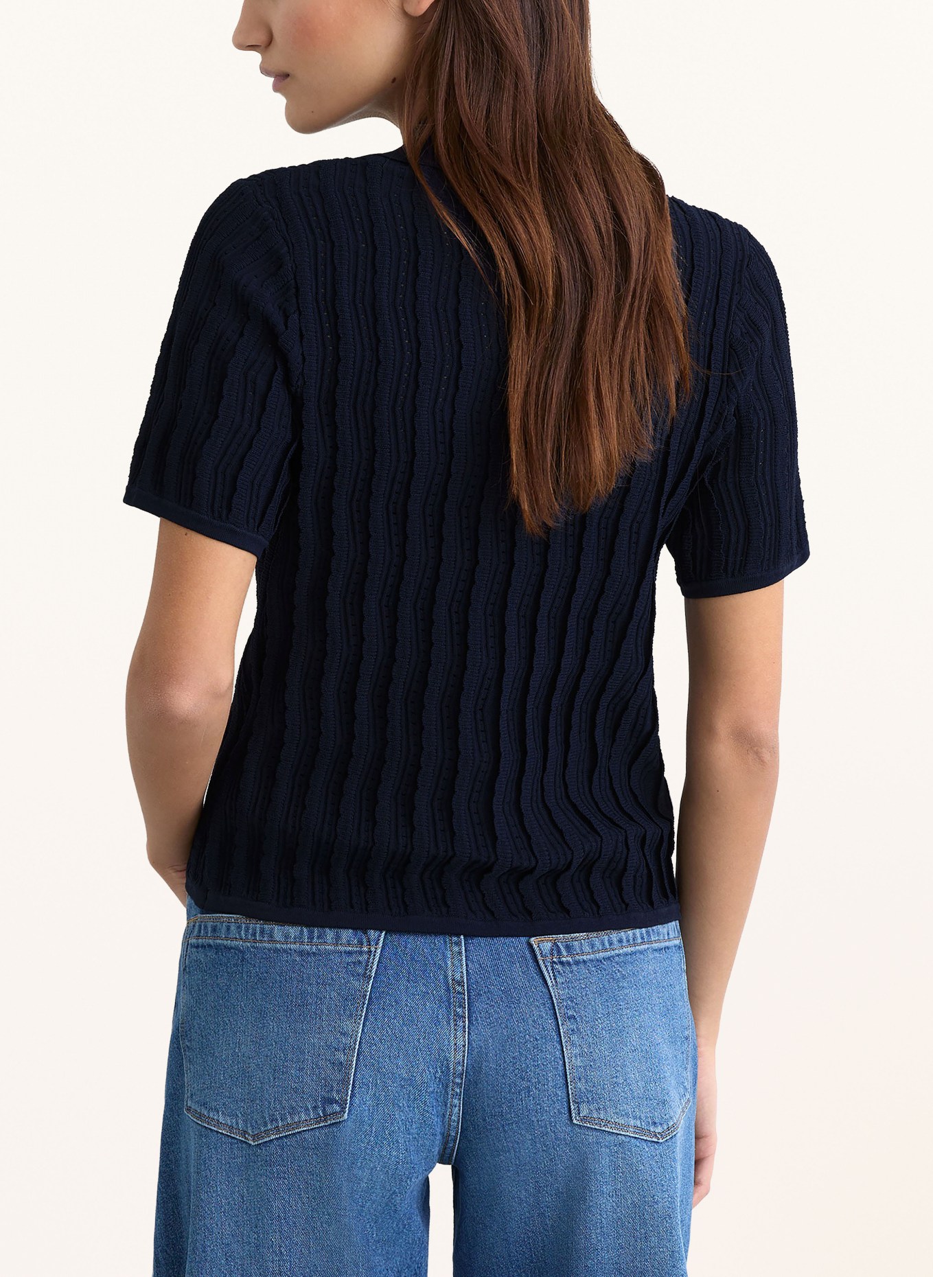 REISS Strick-Poloshirt AUDREY: DUNKELBLAU