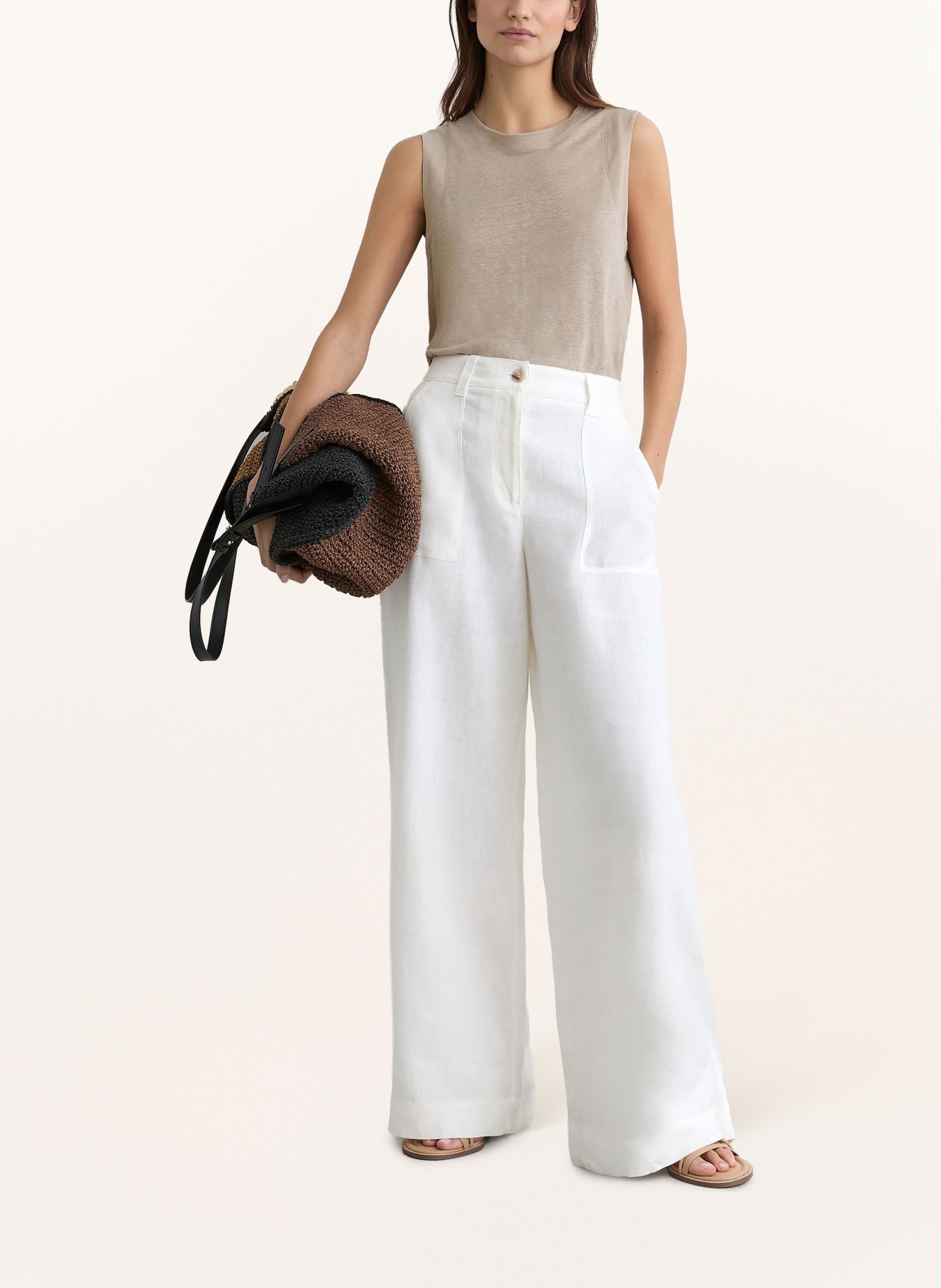 REISS Top AMY mit Leinen: BEIGE