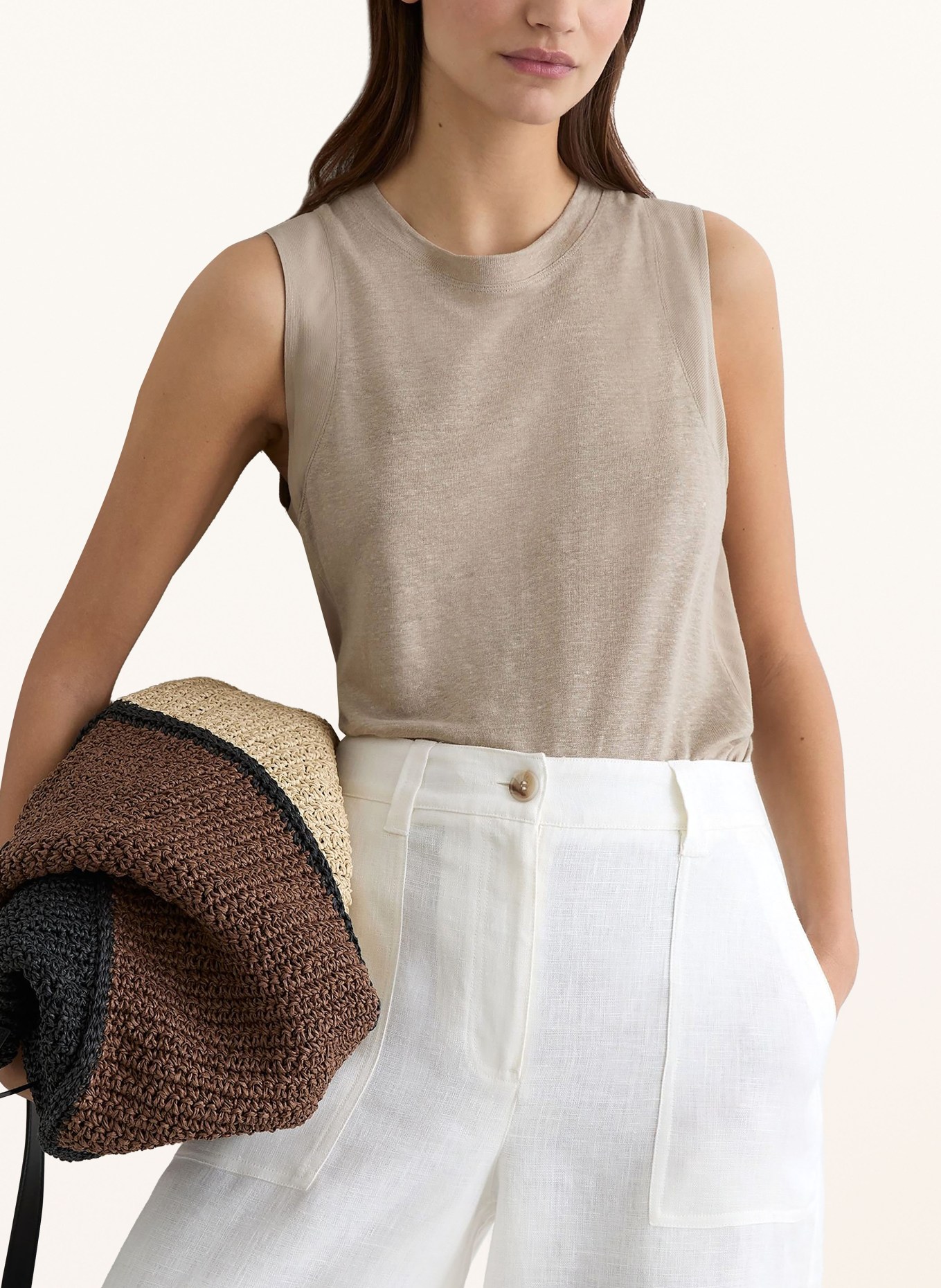 REISS Top AMY mit Leinen: BEIGE