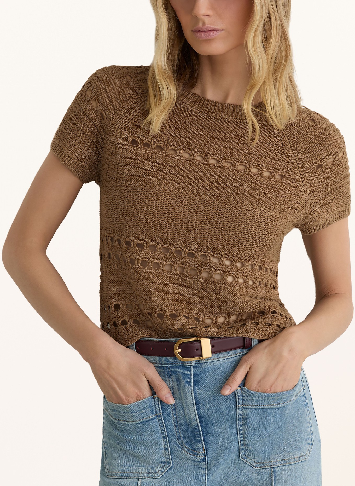 REISS Strickshirt CHLOE aus Seide: BRAUN