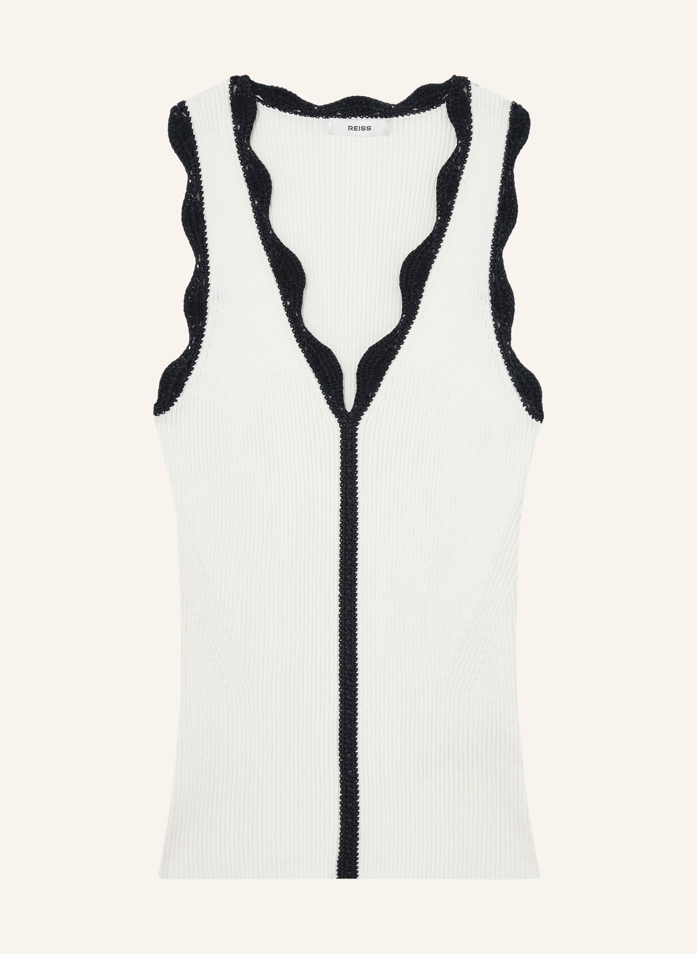 REISS Gebreide top FREYA: WIT / ZWART