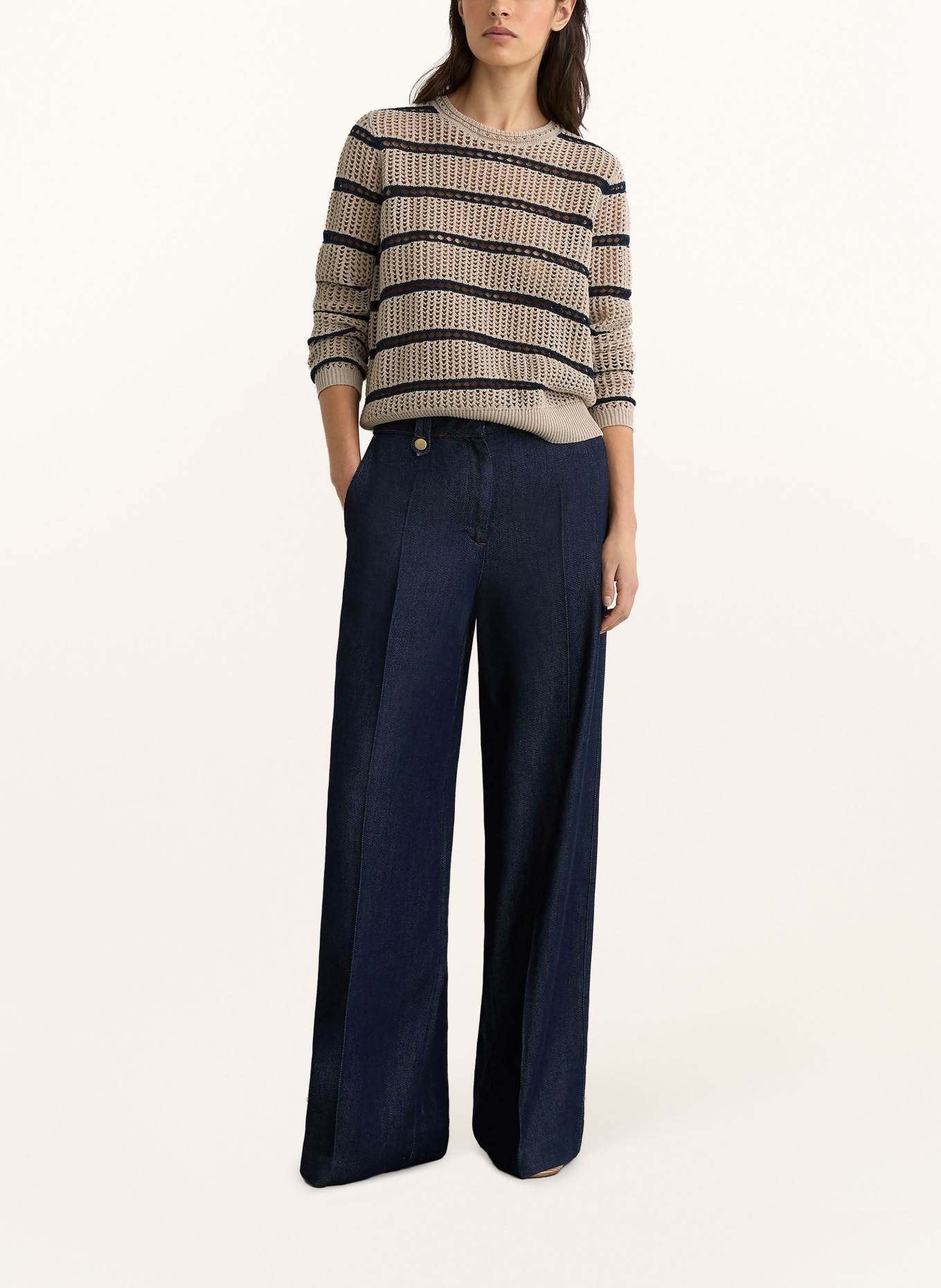 REISS Svetr SKYLAR: SVĚTLE HNĚDÁ / TMAVĚ MODRÁ