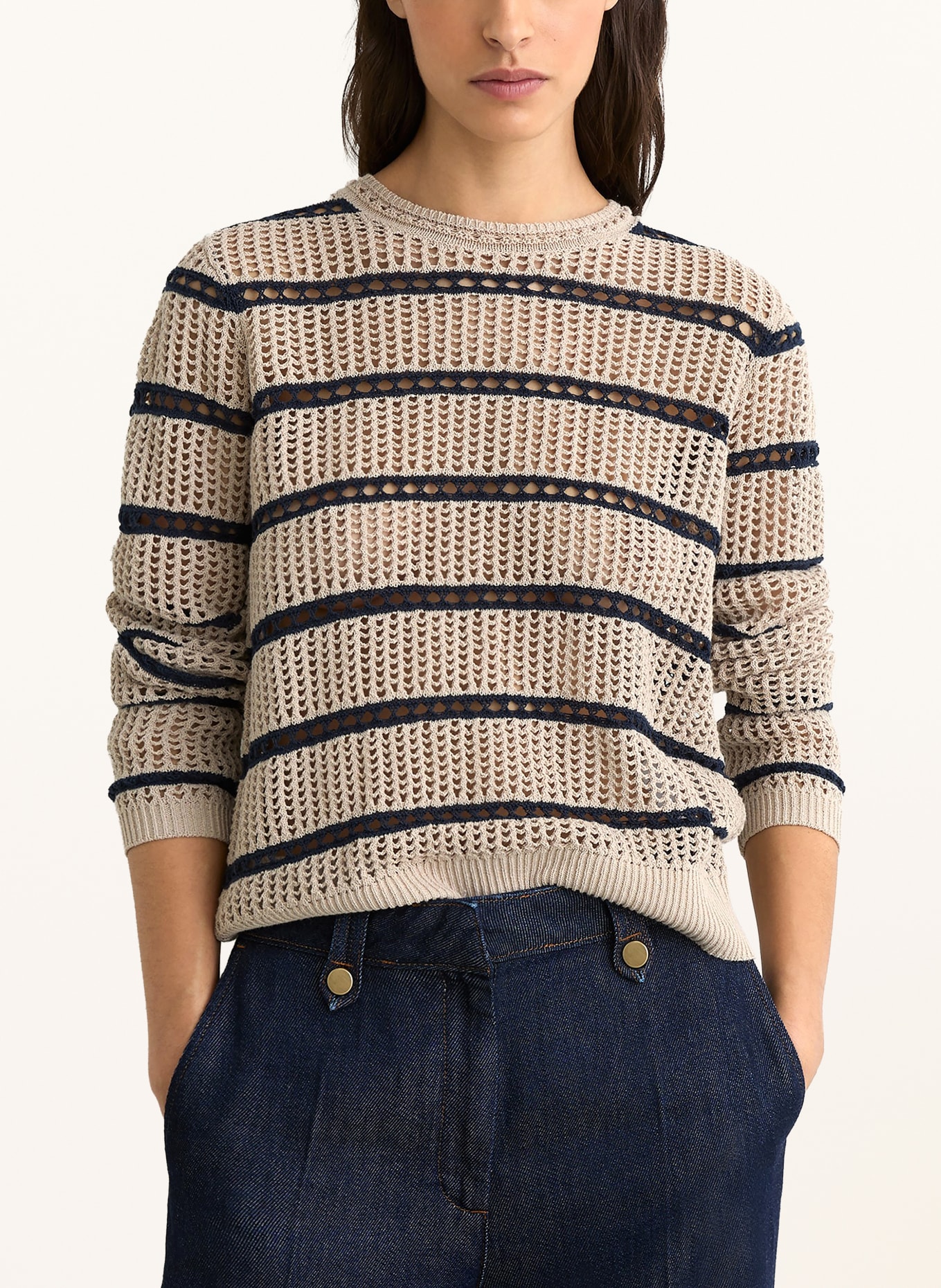 REISS Svetr SKYLAR: SVĚTLE HNĚDÁ / TMAVĚ MODRÁ