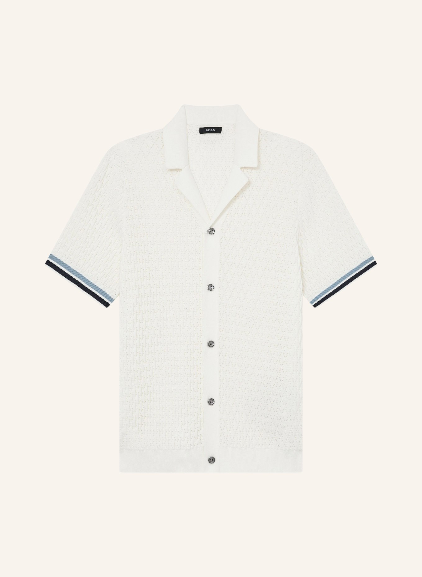 REISS Strickhemd BILSBY Slim Fit: WEISS / HELLBLAU / DUNKELBLAU