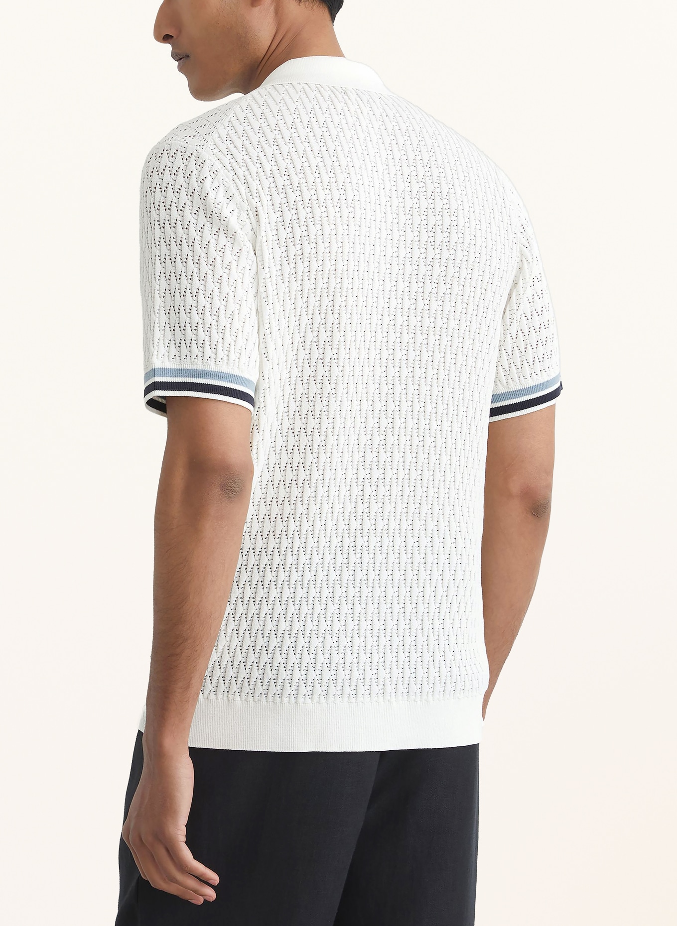 REISS Strickhemd BILSBY Slim Fit: WEISS / HELLBLAU / DUNKELBLAU