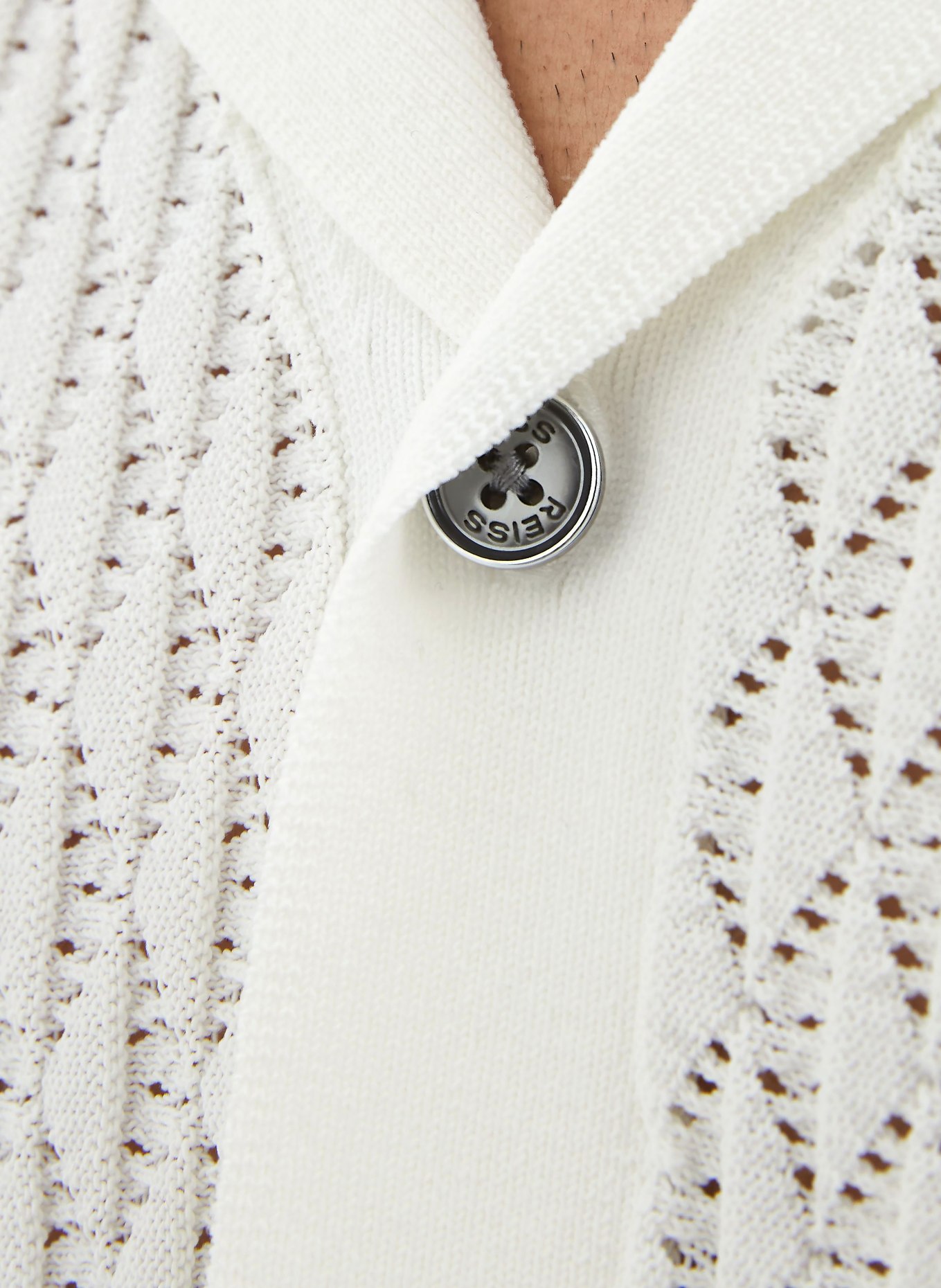 REISS Strickhemd BILSBY Slim Fit: WEISS / HELLBLAU / DUNKELBLAU