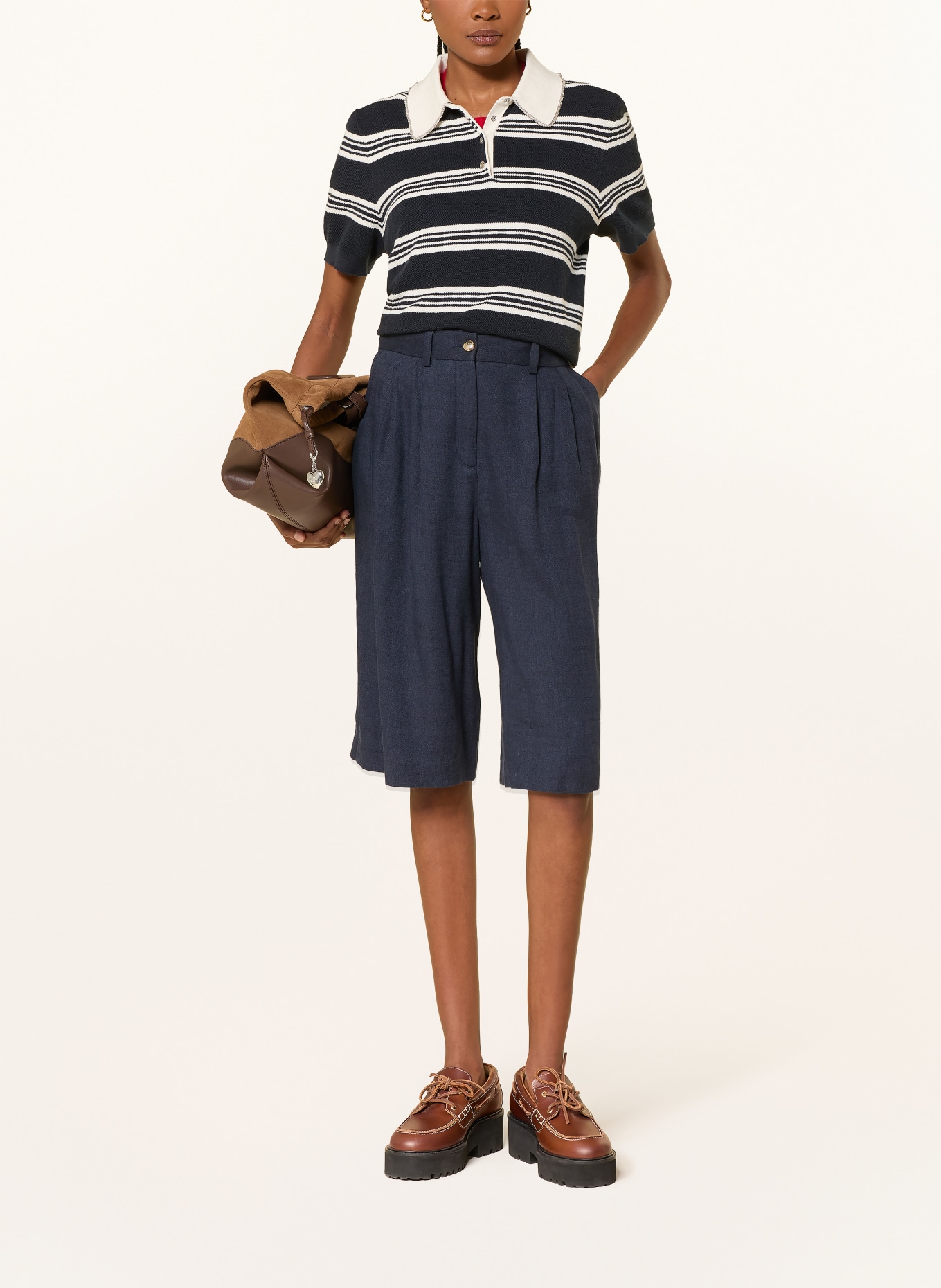 maje Bermudas mit Leinen: DUNKELBLAU