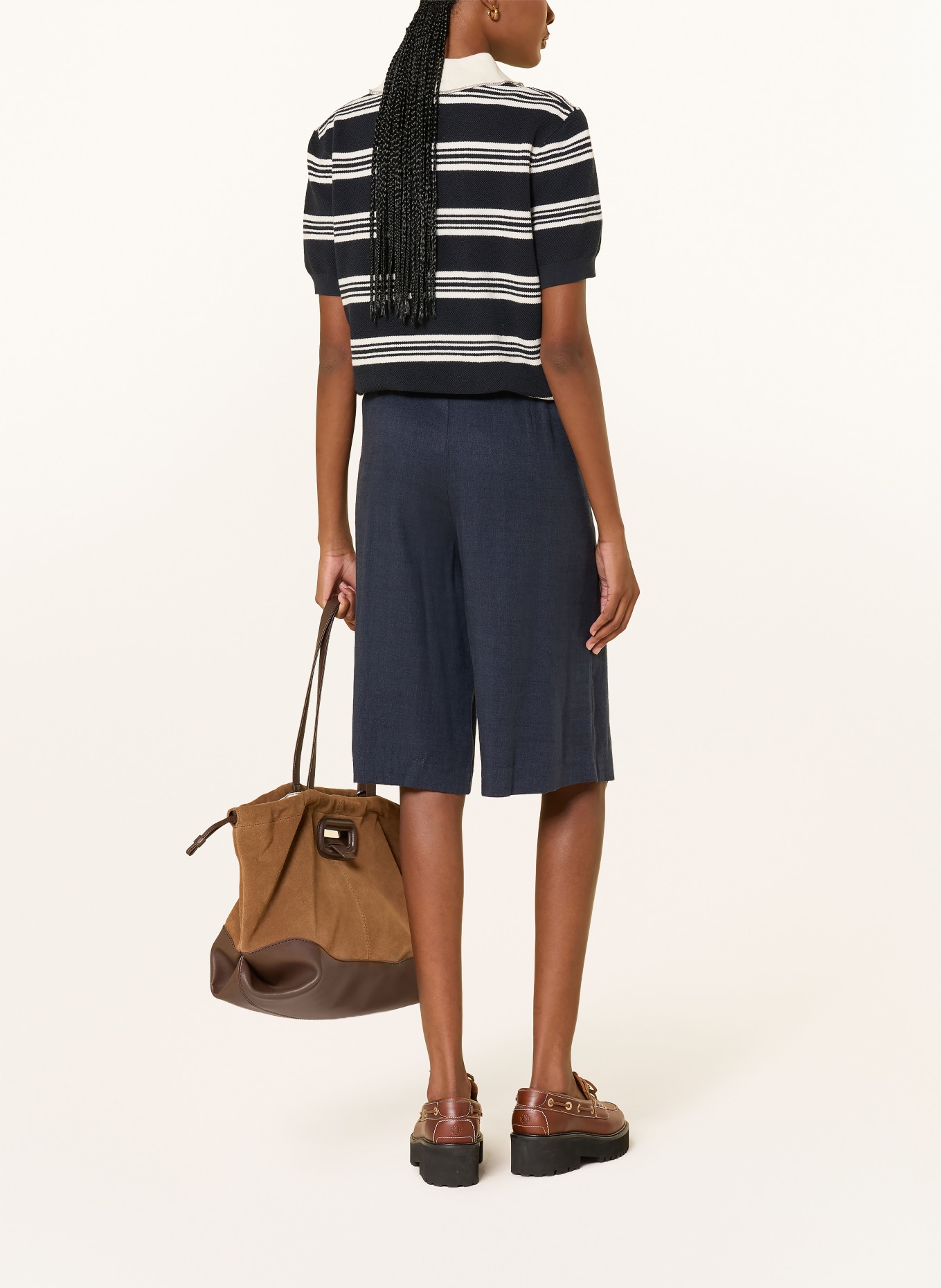 maje Bermudas mit Leinen: DUNKELBLAU