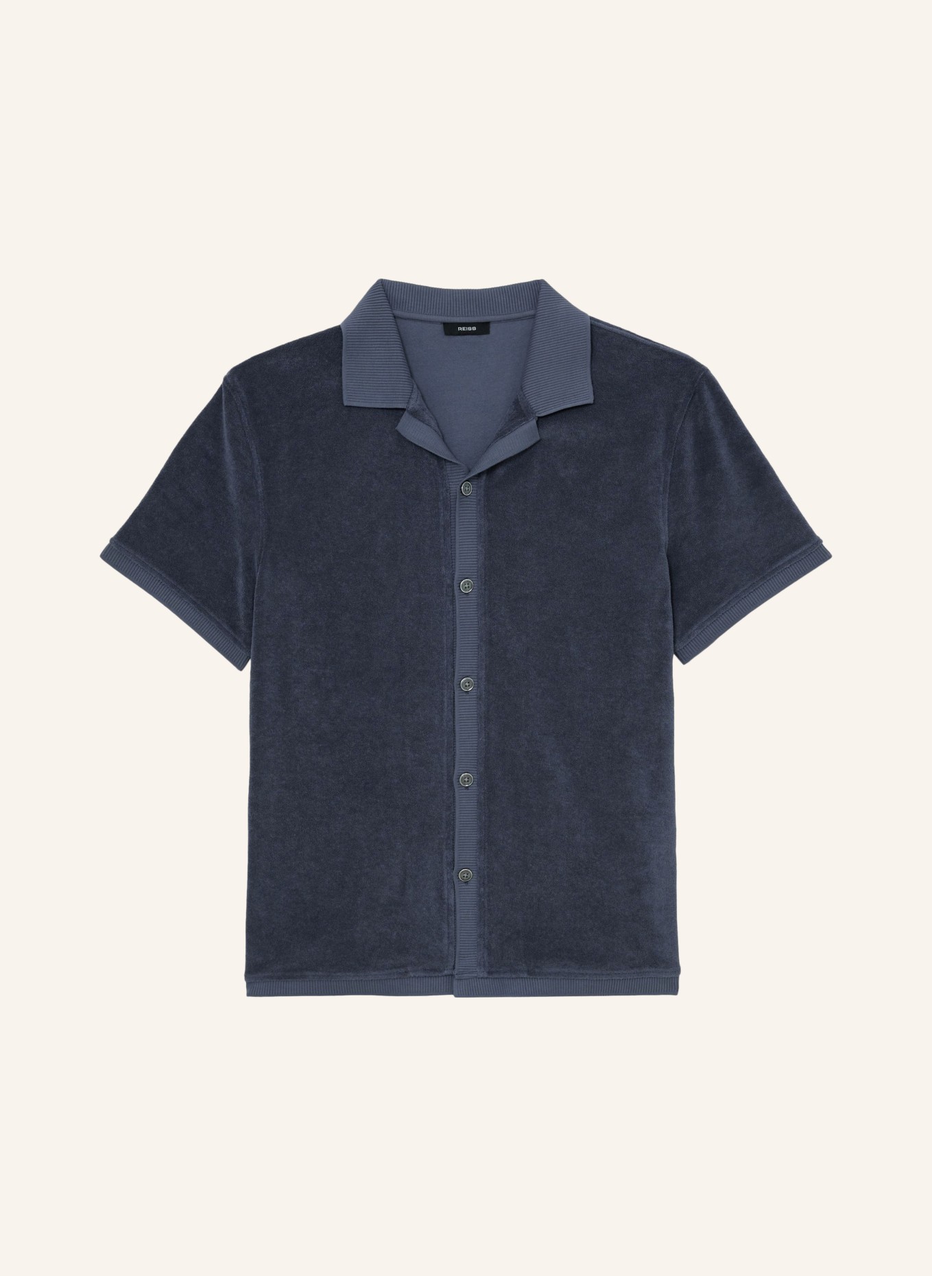REISS Resorthemd EDEN Regular Fit van badstof: DONKERBLAUW