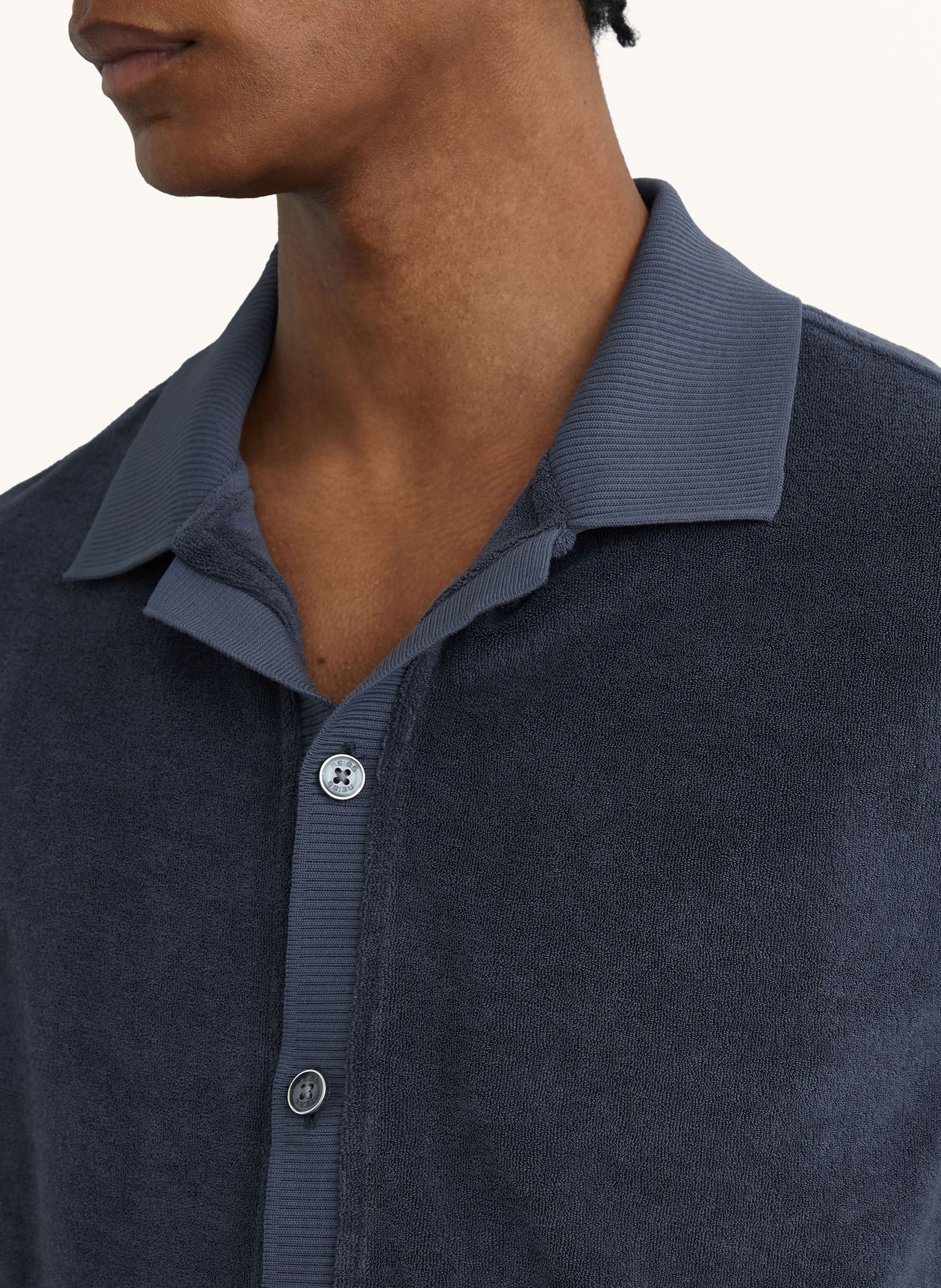 REISS Resorthemd EDEN Regular Fit van badstof: DONKERBLAUW