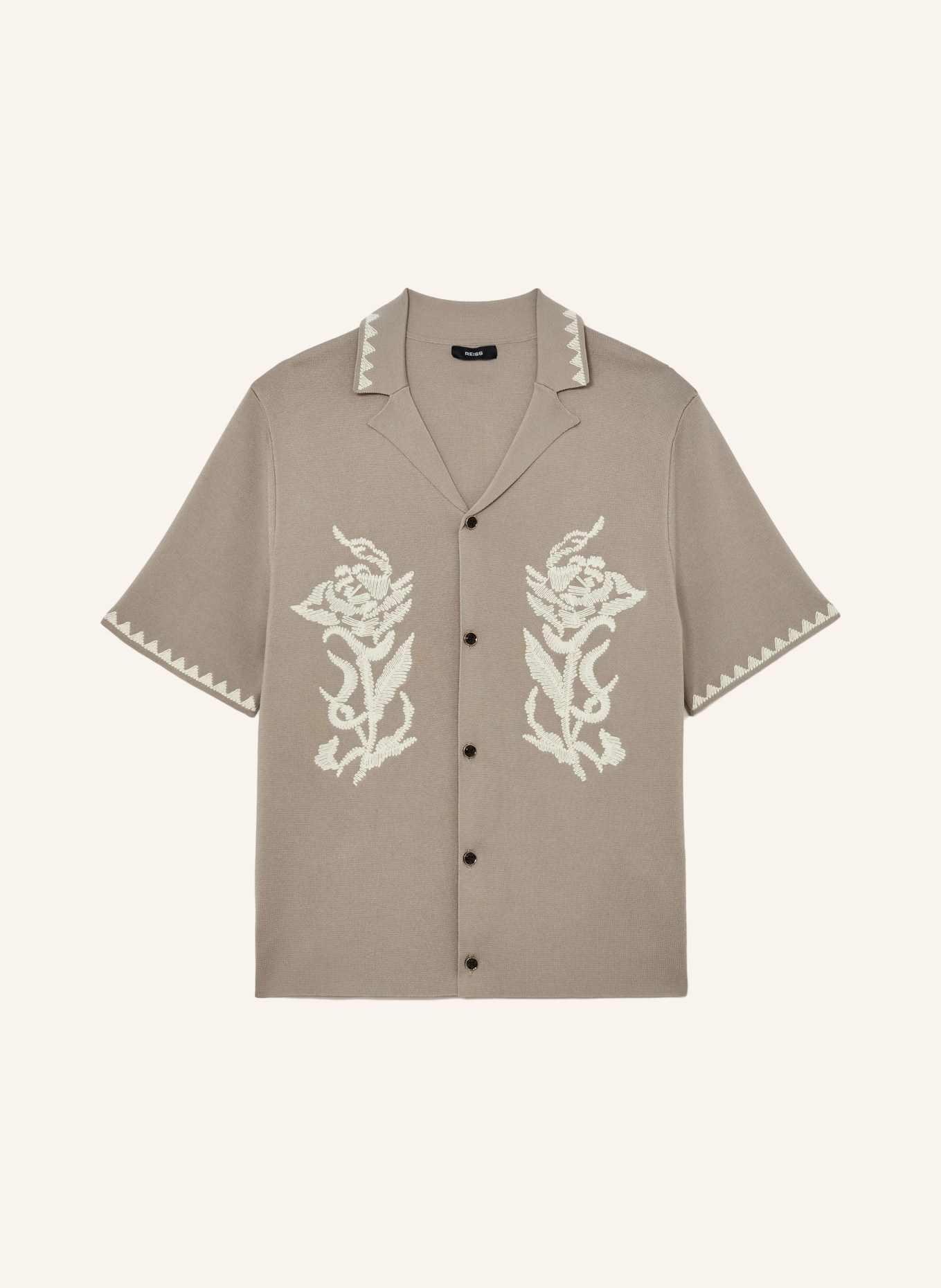 REISS Resorthemd FOLIA Slim Fit: BEIGE / WIT