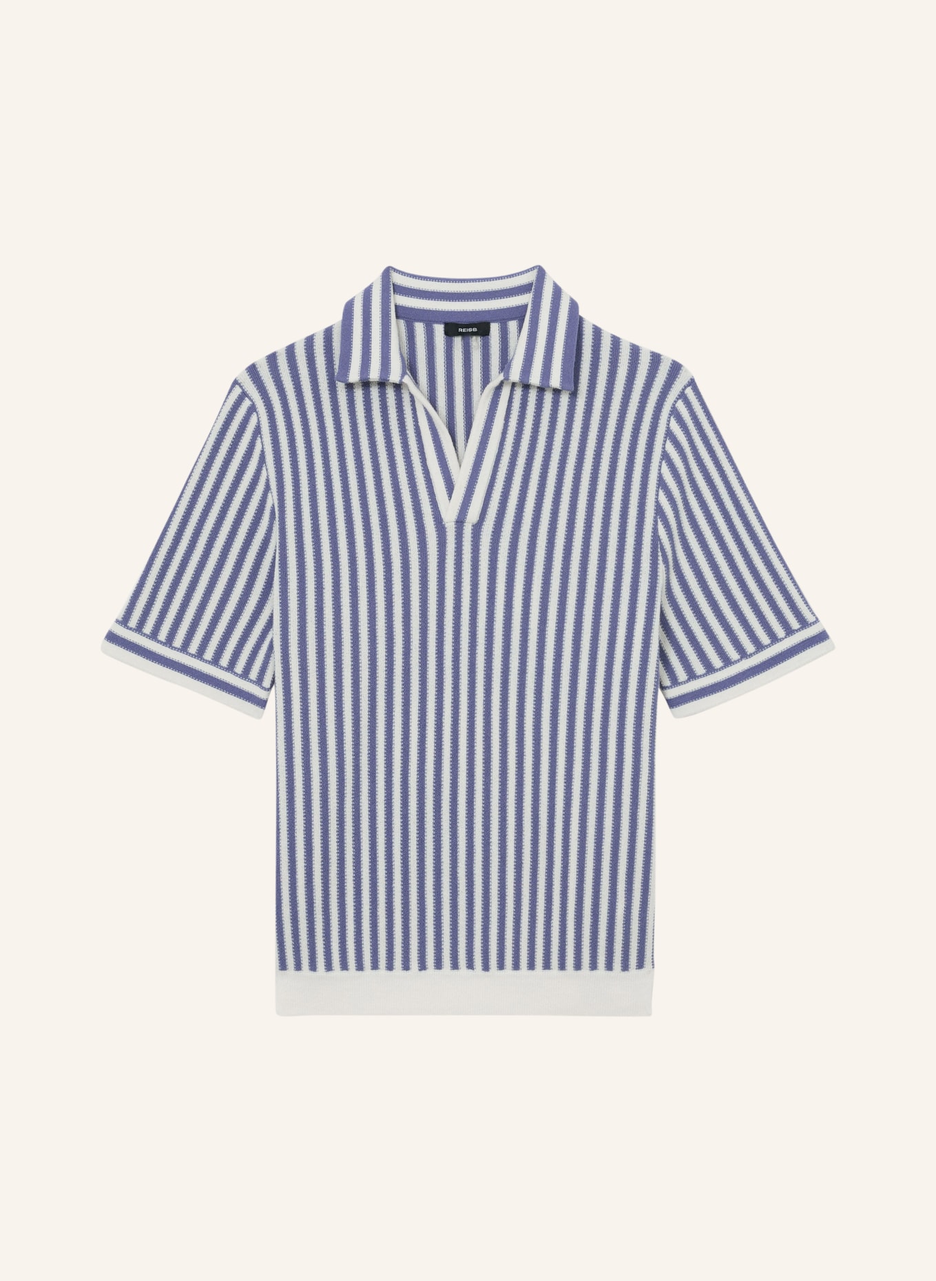 REISS Gebreid poloshirt ALBA: BLAUW / WIT