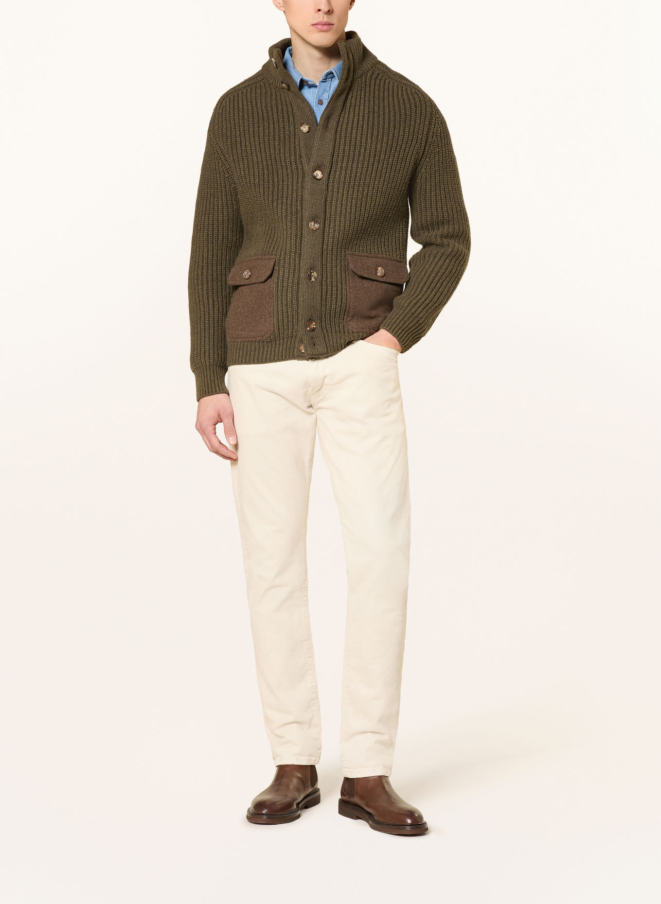 HABSBURG Gebreid vest AURELIO: KAKI