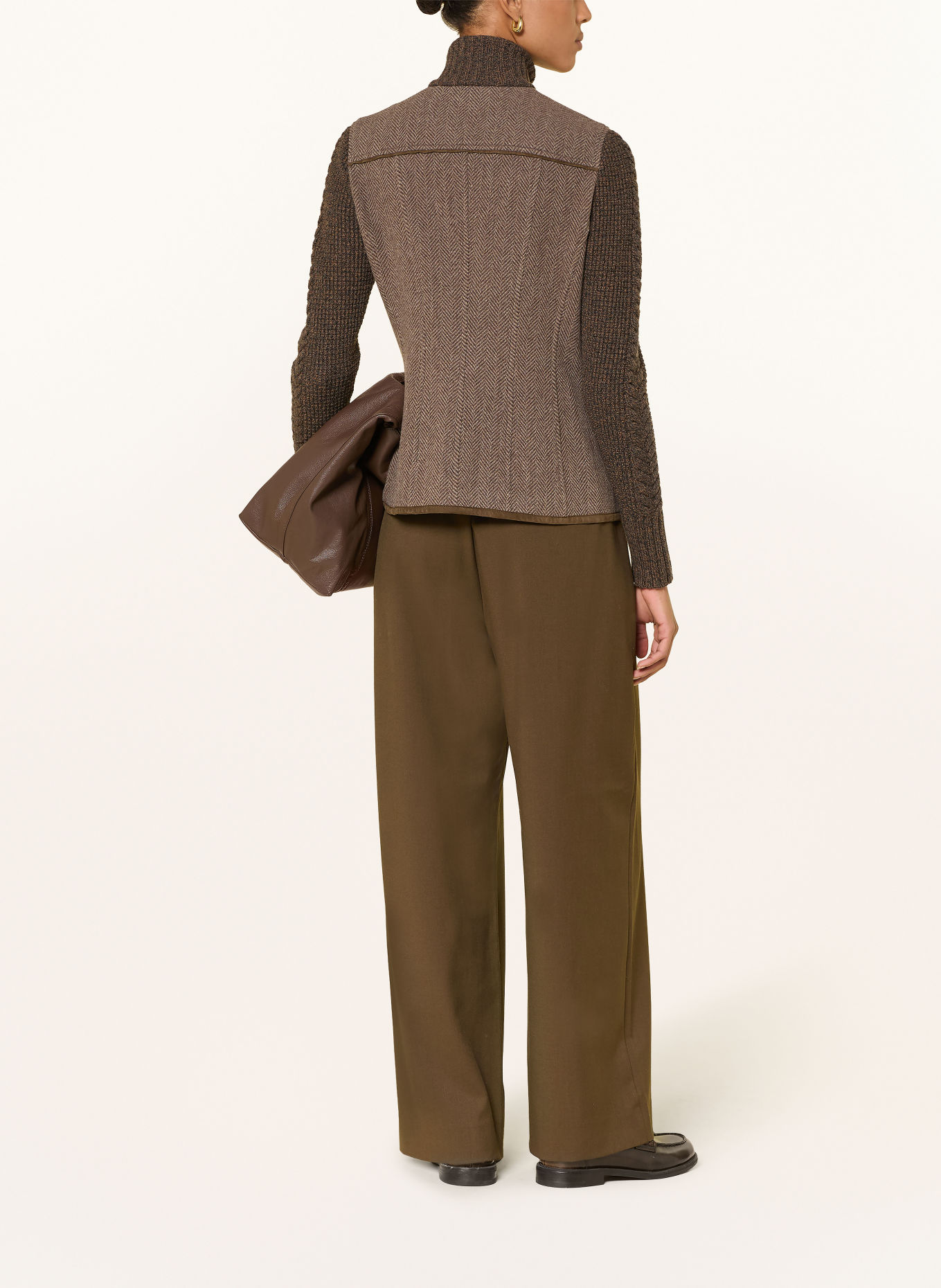HABSBURG Strickjacke CLEO im Materialmix: BEIGE / DUNKELBRAUN / DUNKELGRAU