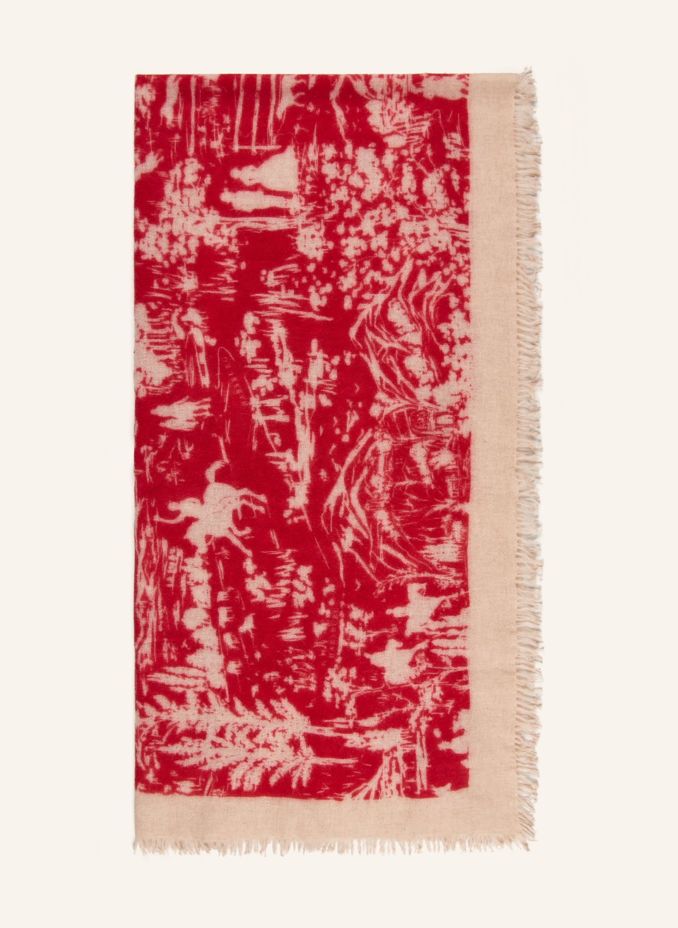 HABSBURG Cashmere-Schal: BEIGE / ROT