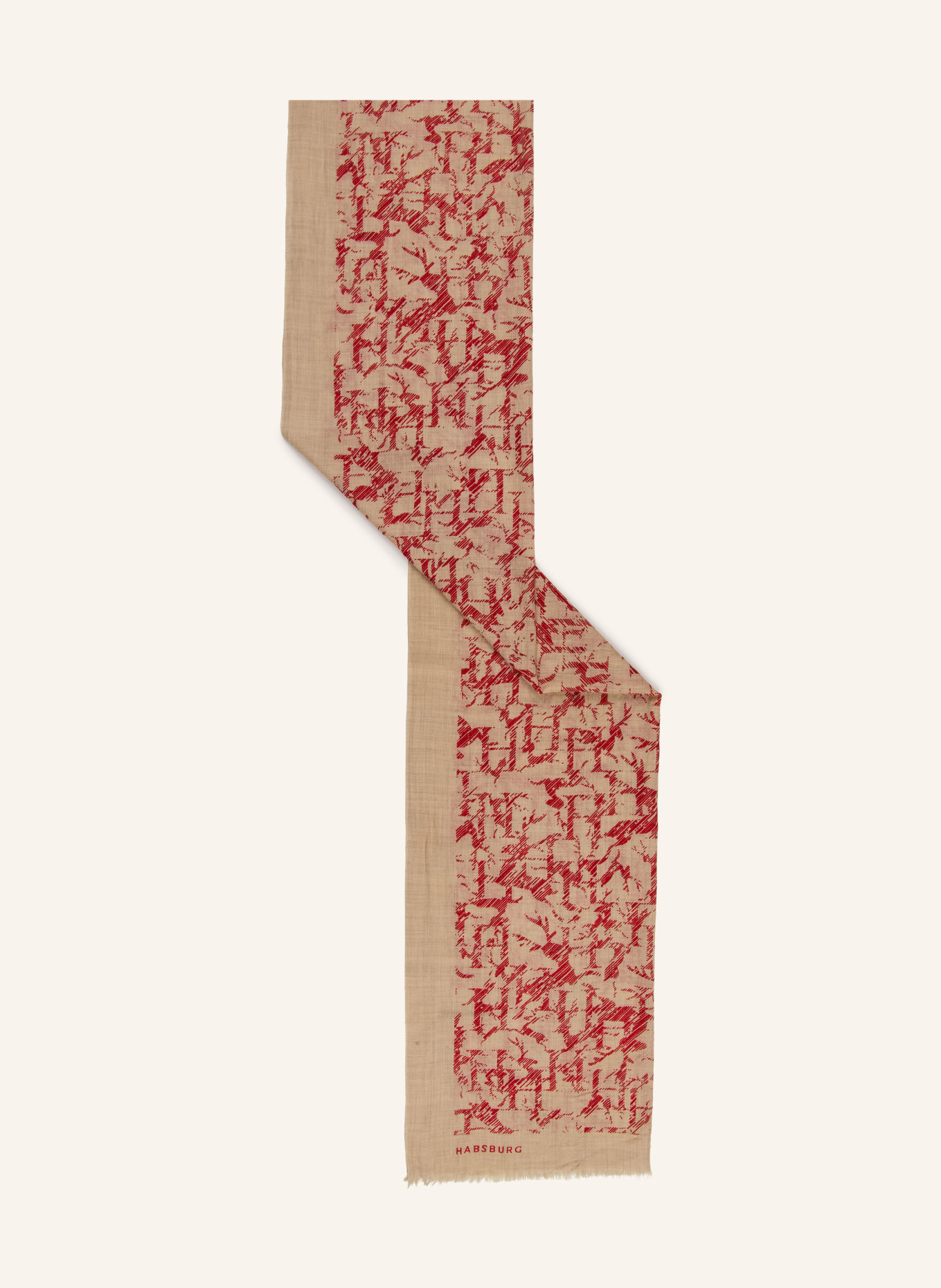 HABSBURG Schal HIRSCH: TAUPE / ROT