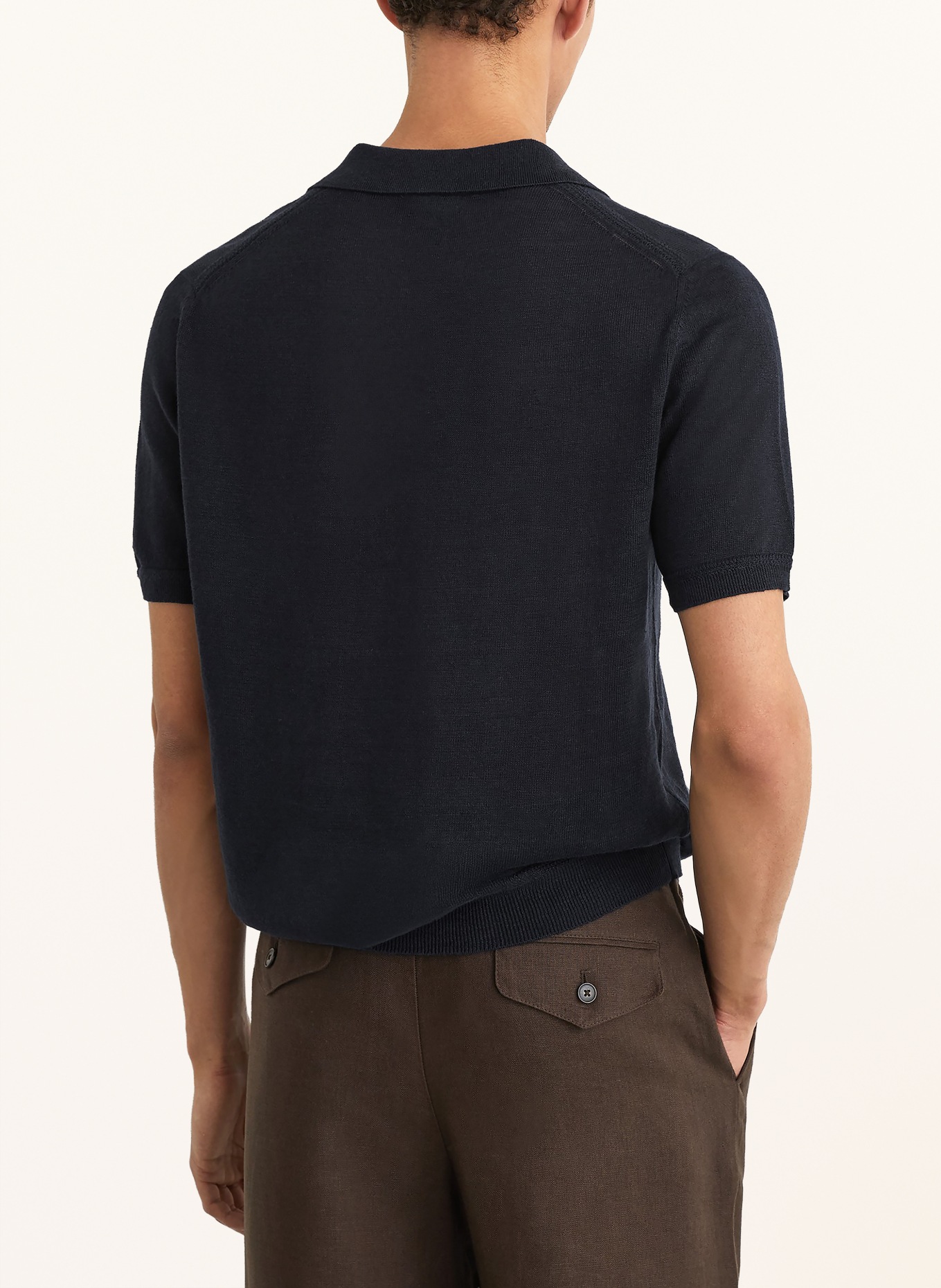 REISS FAIRMONT Knit Polo Shirt: DARK BLUE