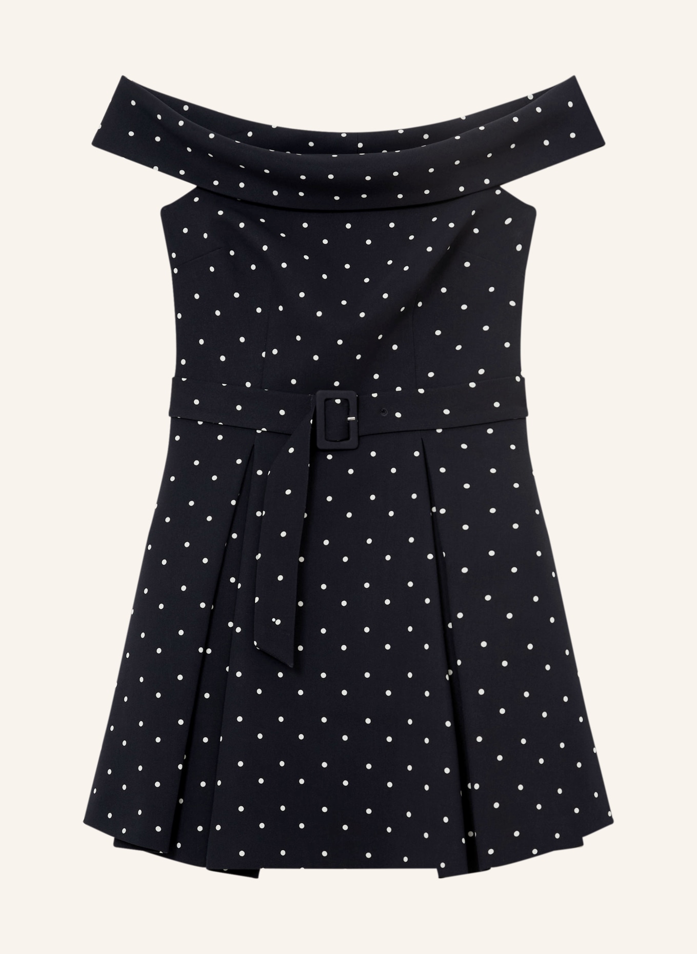 REISS Off-Shoulder-Kleid ARWEN: DUNKELBLAU / WEISS
