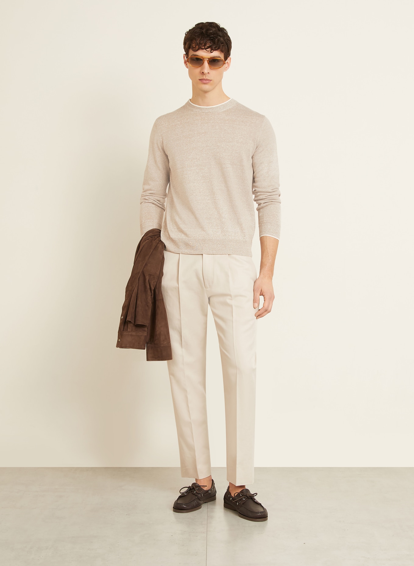 FIORONI Trui met linnen: TAUPE