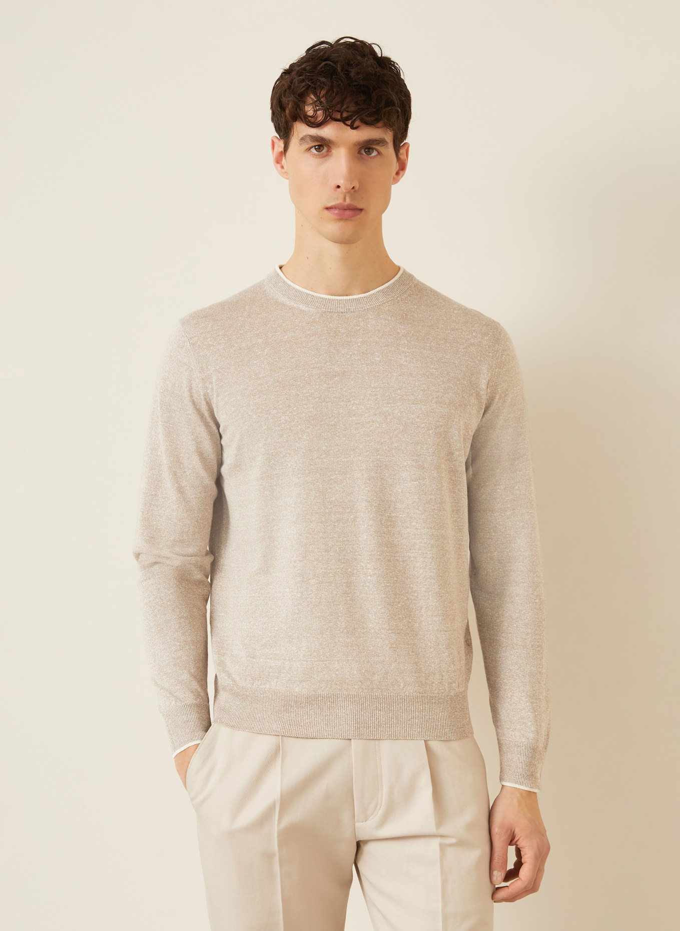 FIORONI Trui met linnen: TAUPE