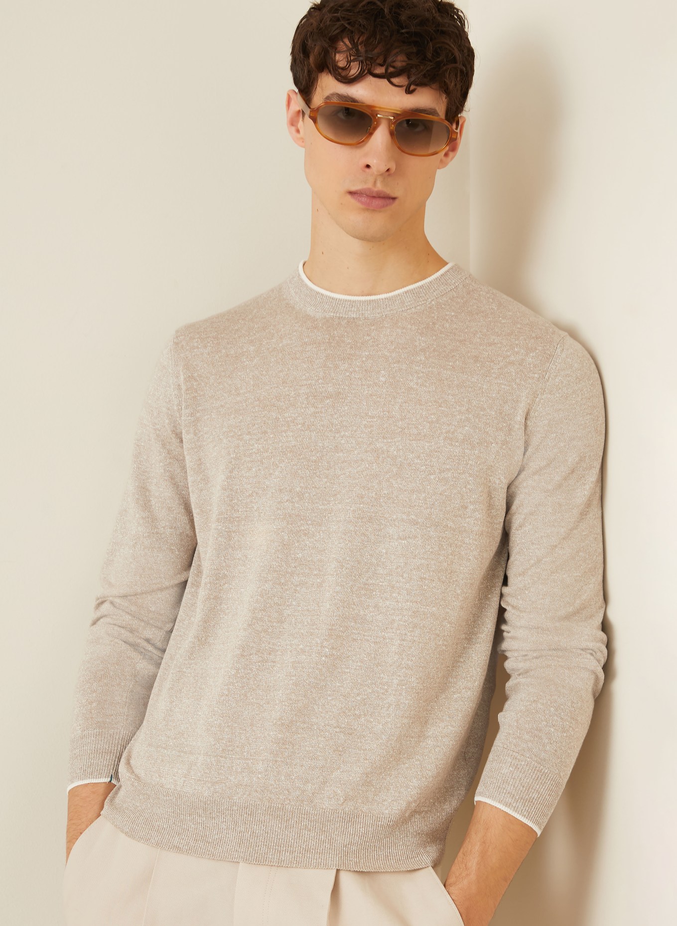 FIORONI Trui met linnen: TAUPE