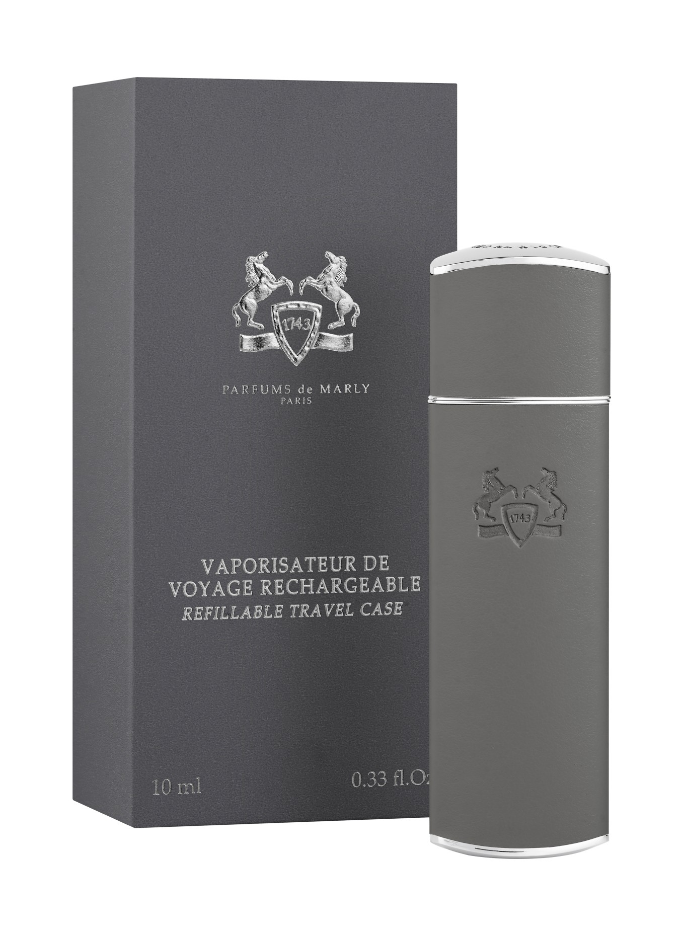 PARFUMS de MARLY TRAVEL CASE MASCULINE REFILLABLE: GREY