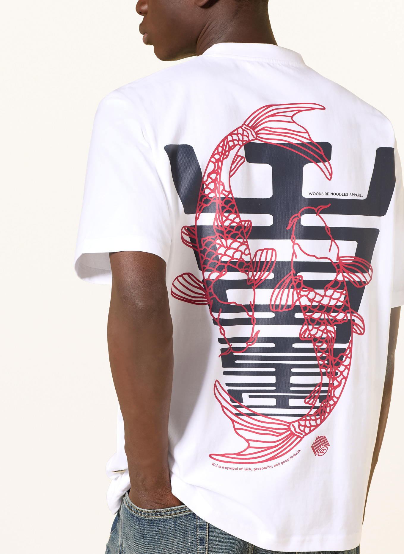 WOODBIRD T-Shirt WBBAINE: WEISS / ROT / DUNKELBLAU