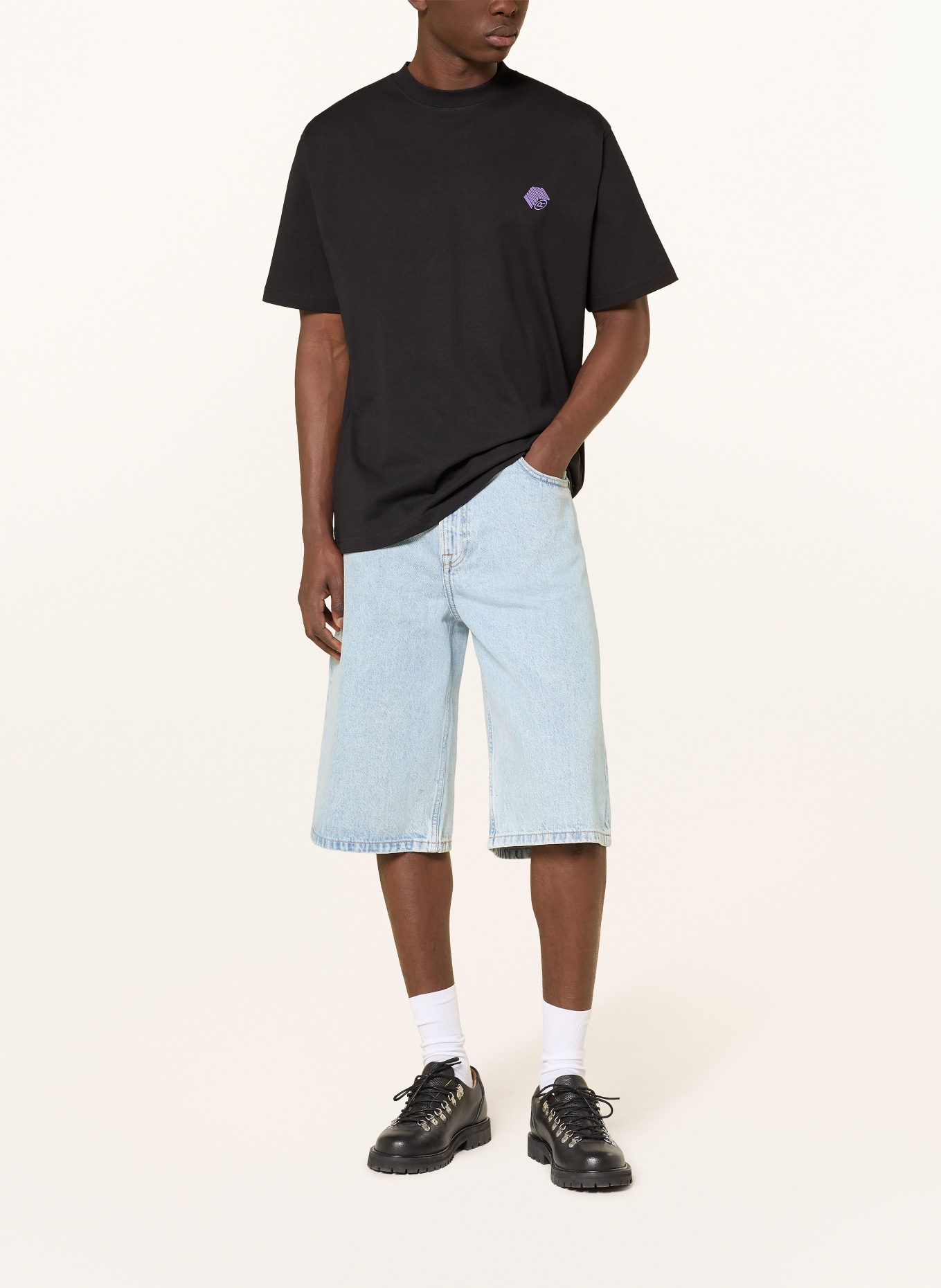 WOODBIRD T-Shirt WBBAINE: SCHWARZ / LILA / MINT