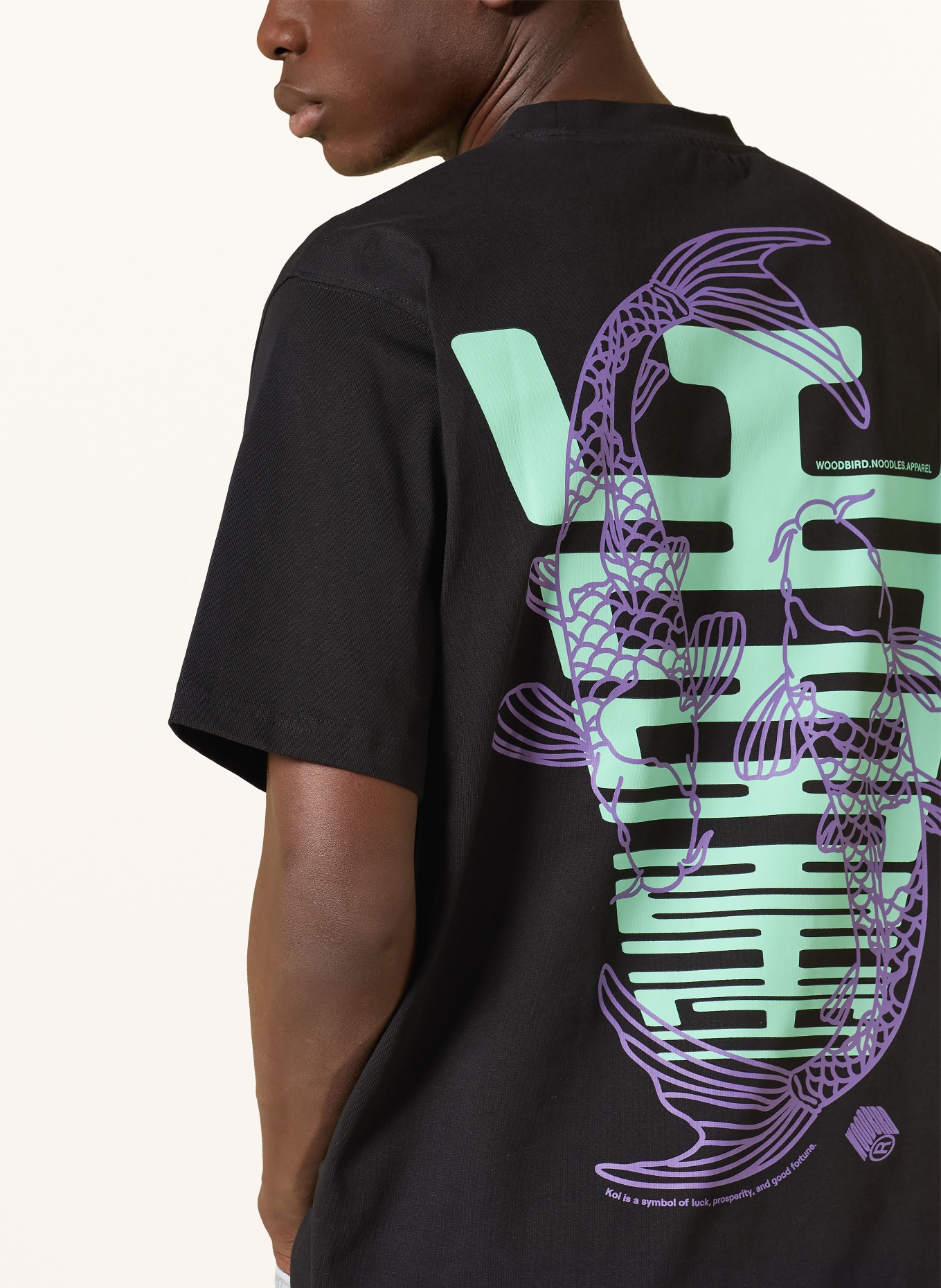 WOODBIRD T-Shirt WBBAINE: SCHWARZ / LILA / MINT